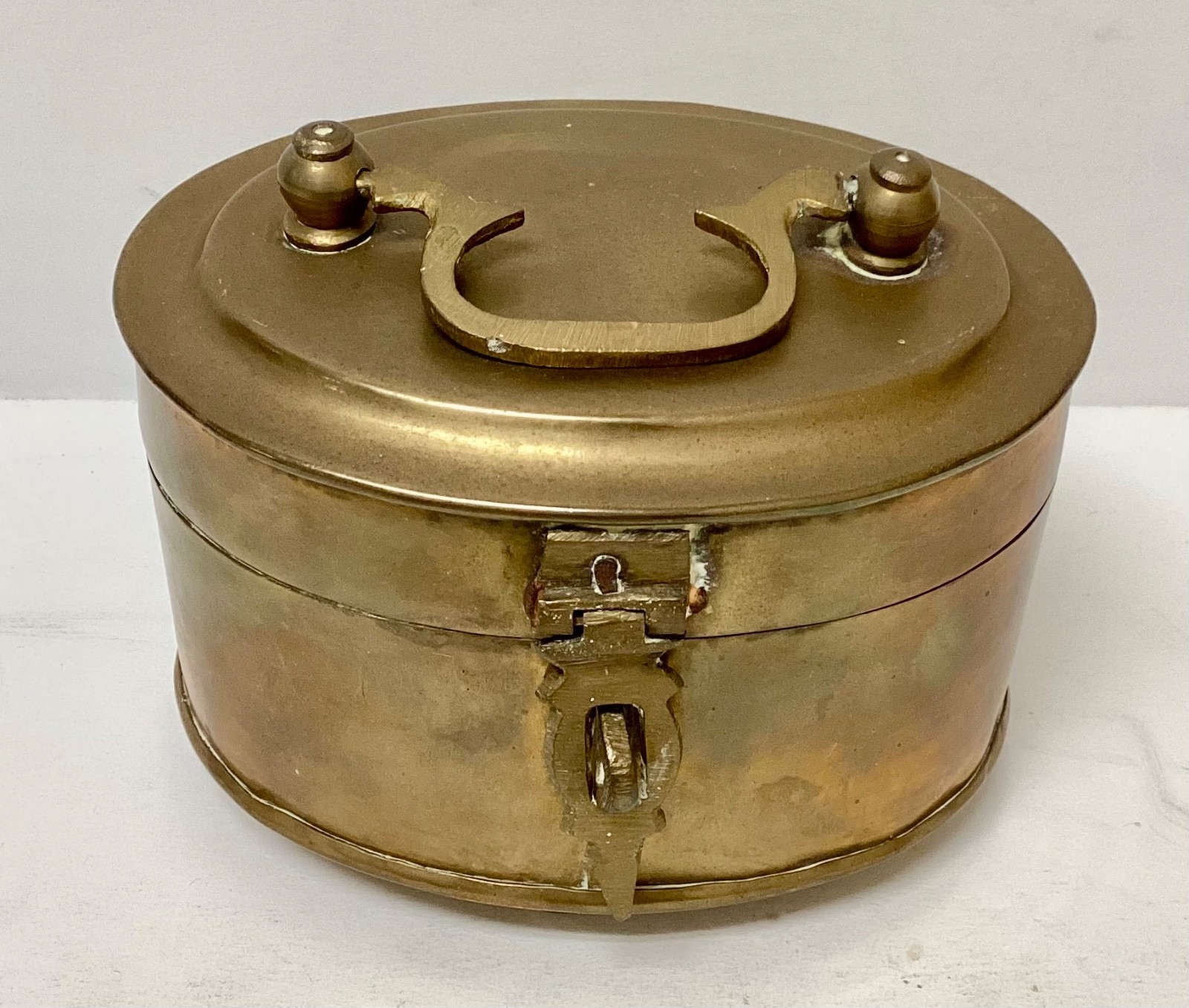Vintage Solid Brass Footed Jewelry Box w/ Lid