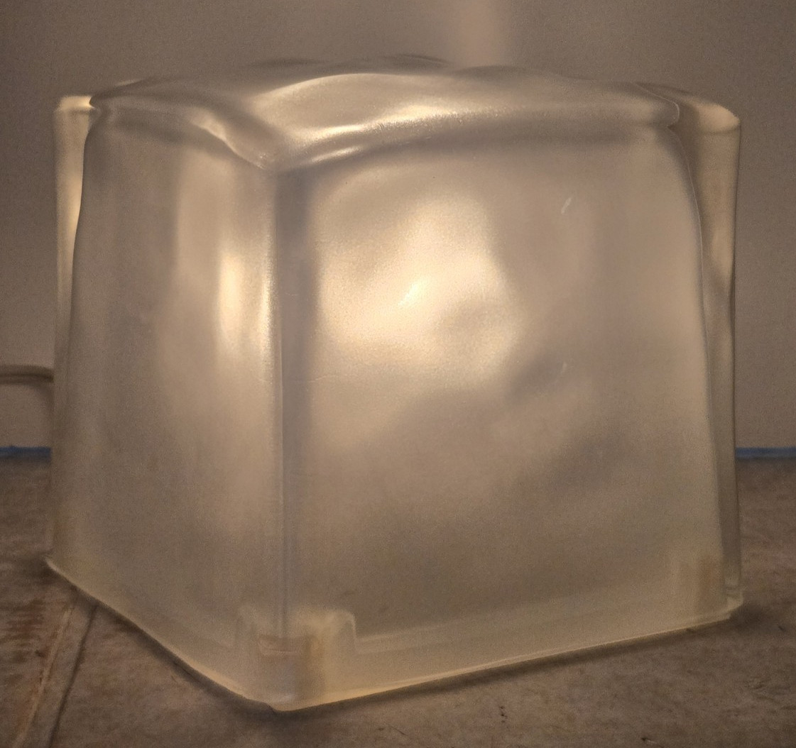 Vintage 1990s IKEA Iviken Ice Cube Table Lamp Frosted Glass Block HTF Vintage 1990s IKEA Iviken Ice Cube Table Lamp Frosted Glass Block HTF