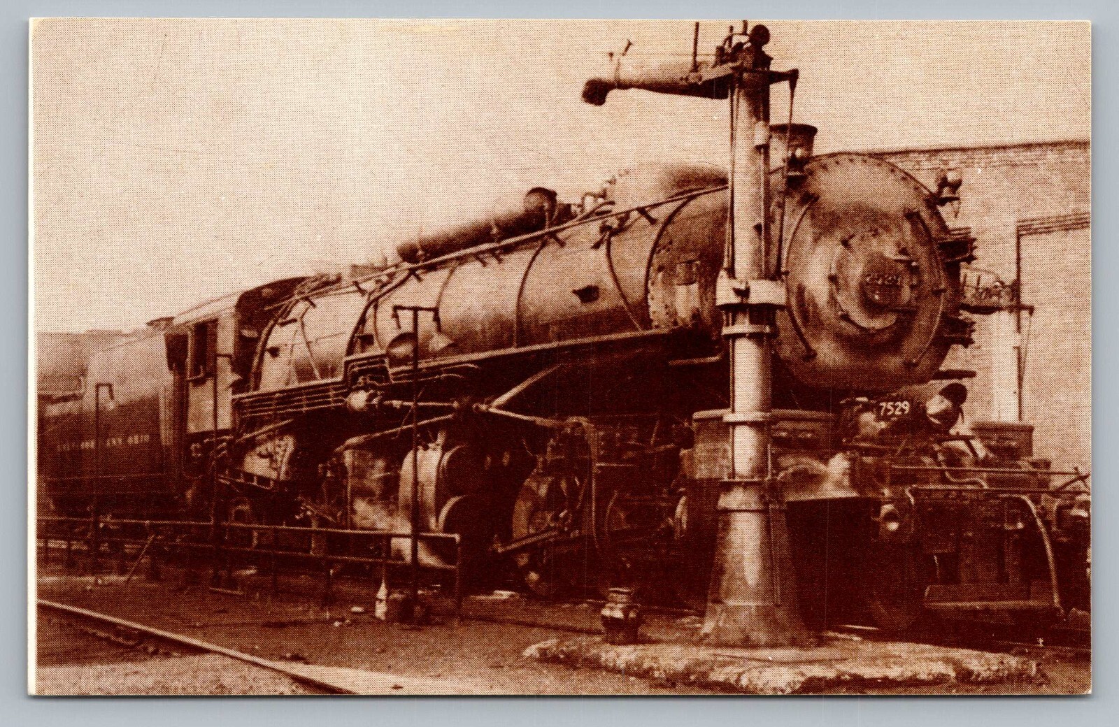 B&O Railroad 7529 Locomotive Off Turntable East Salamanca NY c1943 Postcard P10