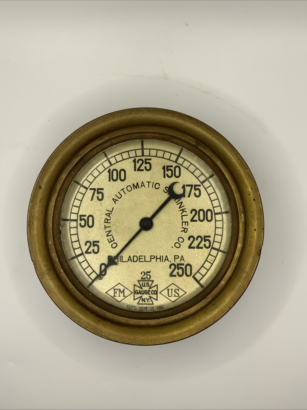 Antique Central Automatic Sprinkler Co 250 PSI U.S. Gauge Co N.Y. USA 5 3/8 1986