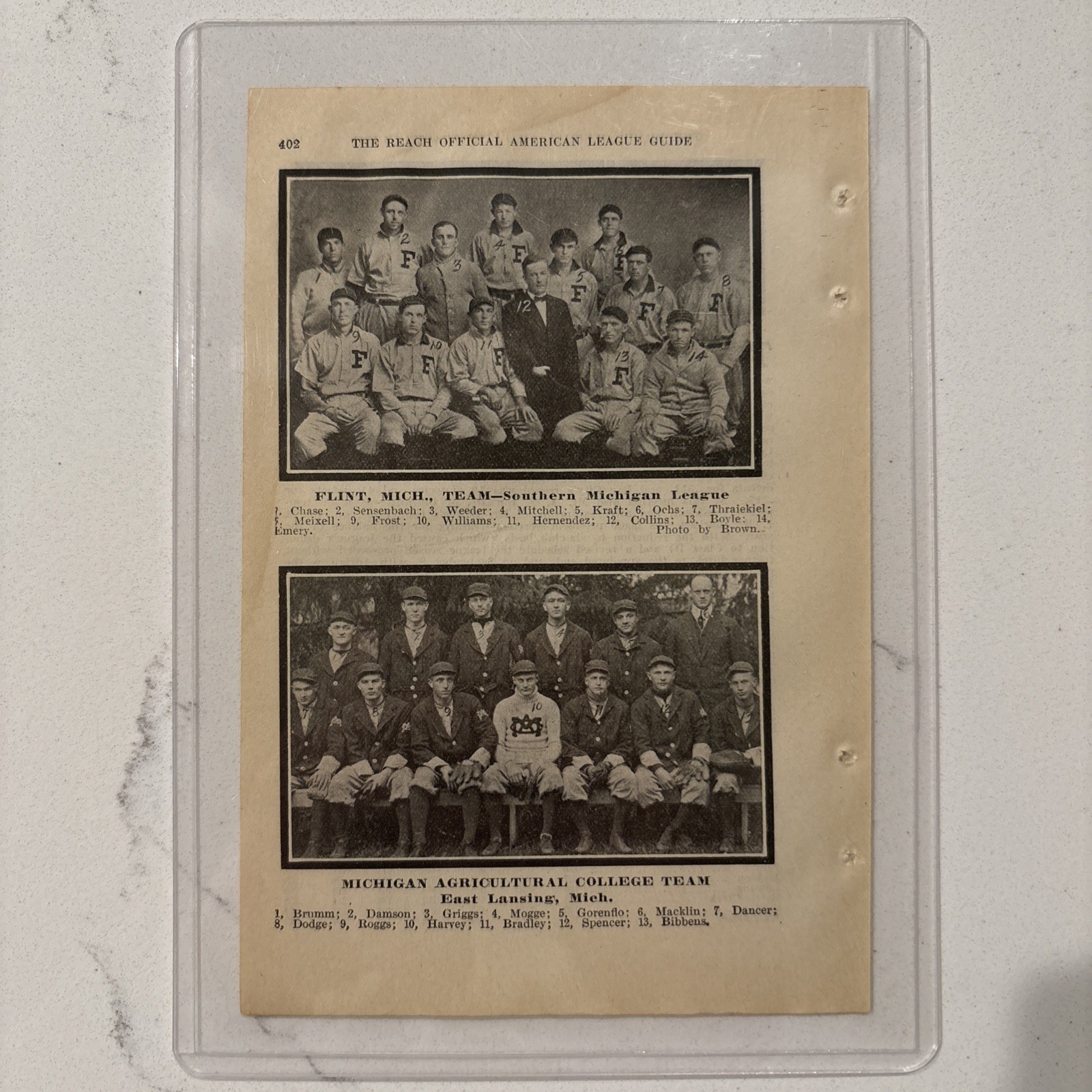 1912 Flint MI & Michigan Agricultural College East Lansing Baseball Team Picture