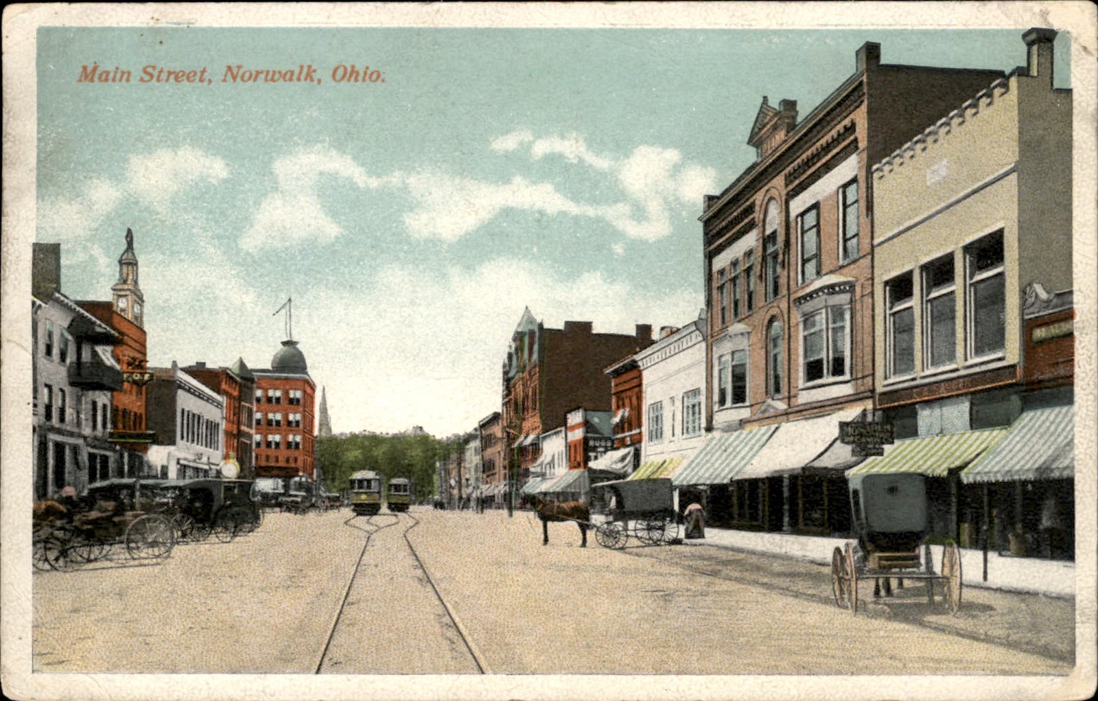 Norwalk Ohio OH Main Street c1910 Vintage Postcard