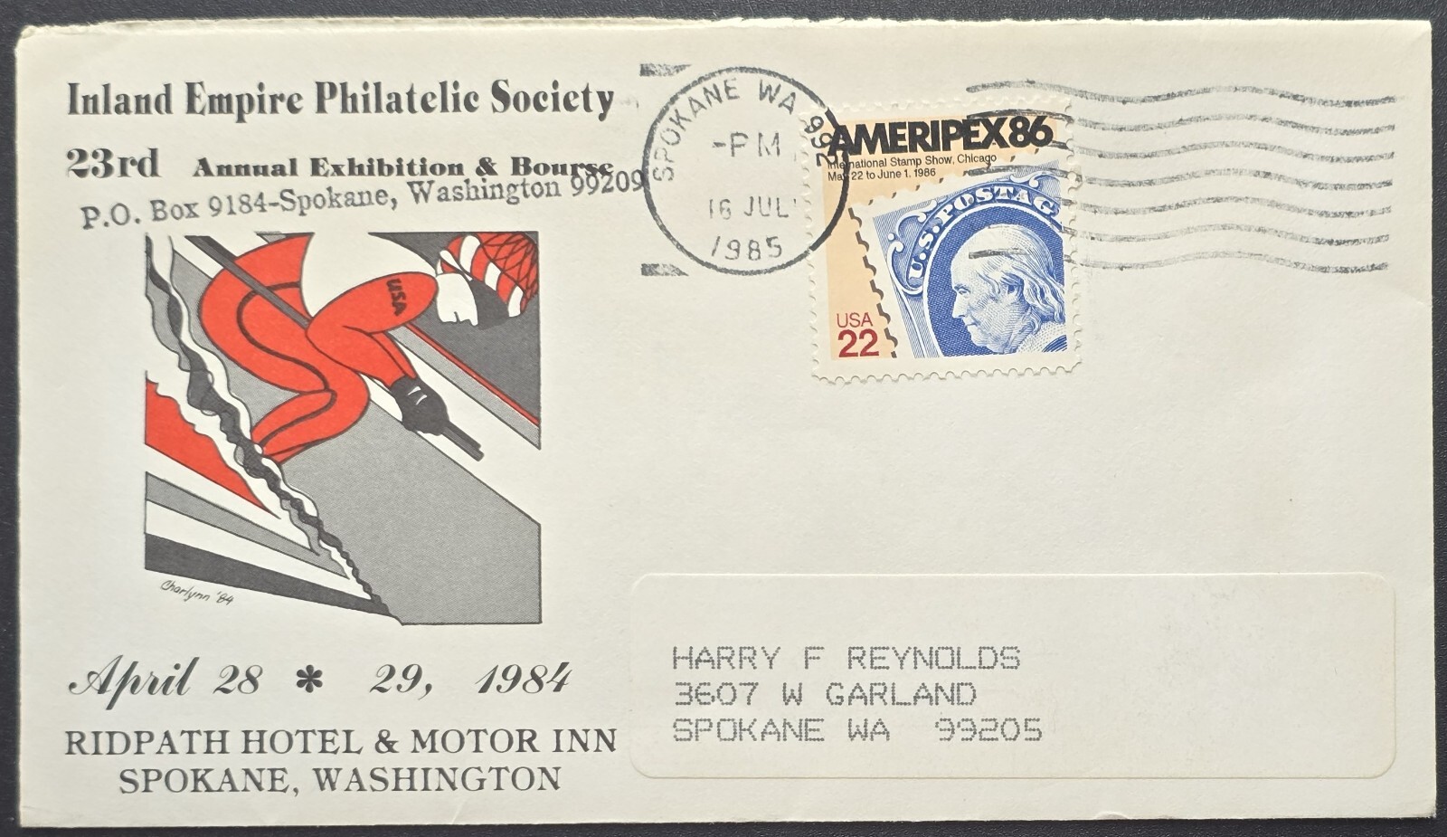1984 Inland Empire Philatelic Society Cover Spokane WA Ameripex ’86 Cachet 1984 Inland Empire Philatelic Society Cover Spokane WA Ameripex ’86 Cachet