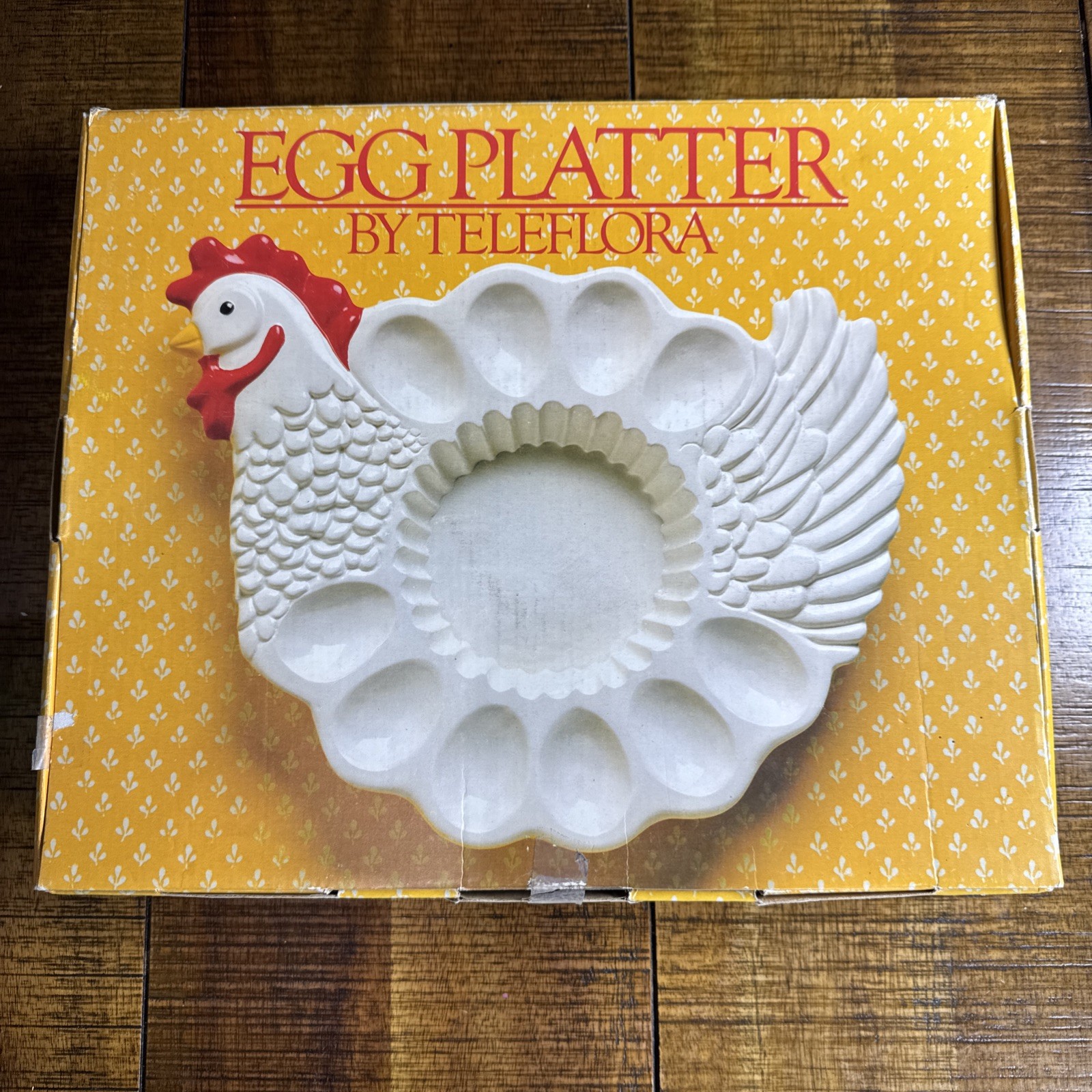 Vintage Teleflora Deviled Egg Platter Dish Rooster Chicken Shaped Portugal Vintage Teleflora Deviled Egg Platter Dish Rooster Chicken Shaped Portugal