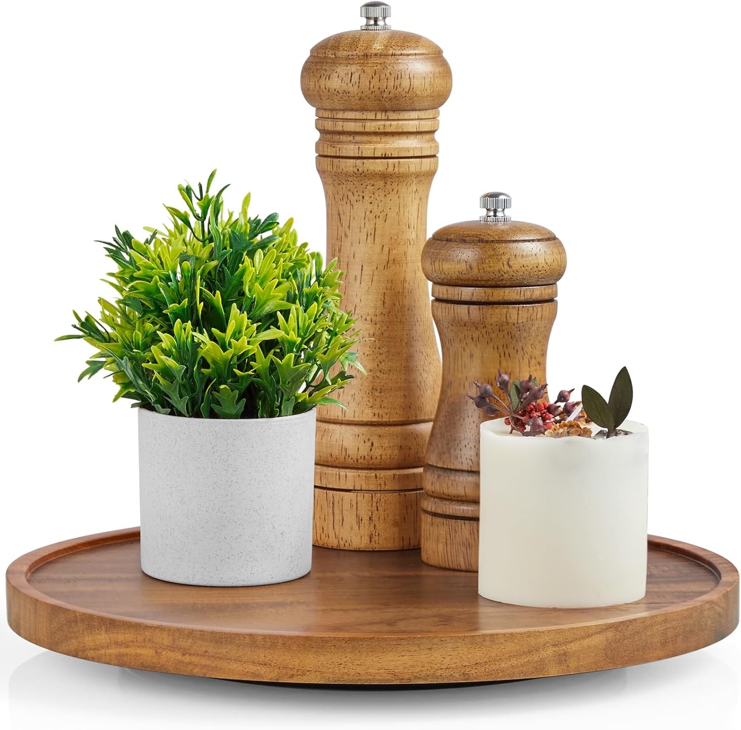 10 Acacia Wood Lazy Susan Turntable for Cabinet Farmhouse