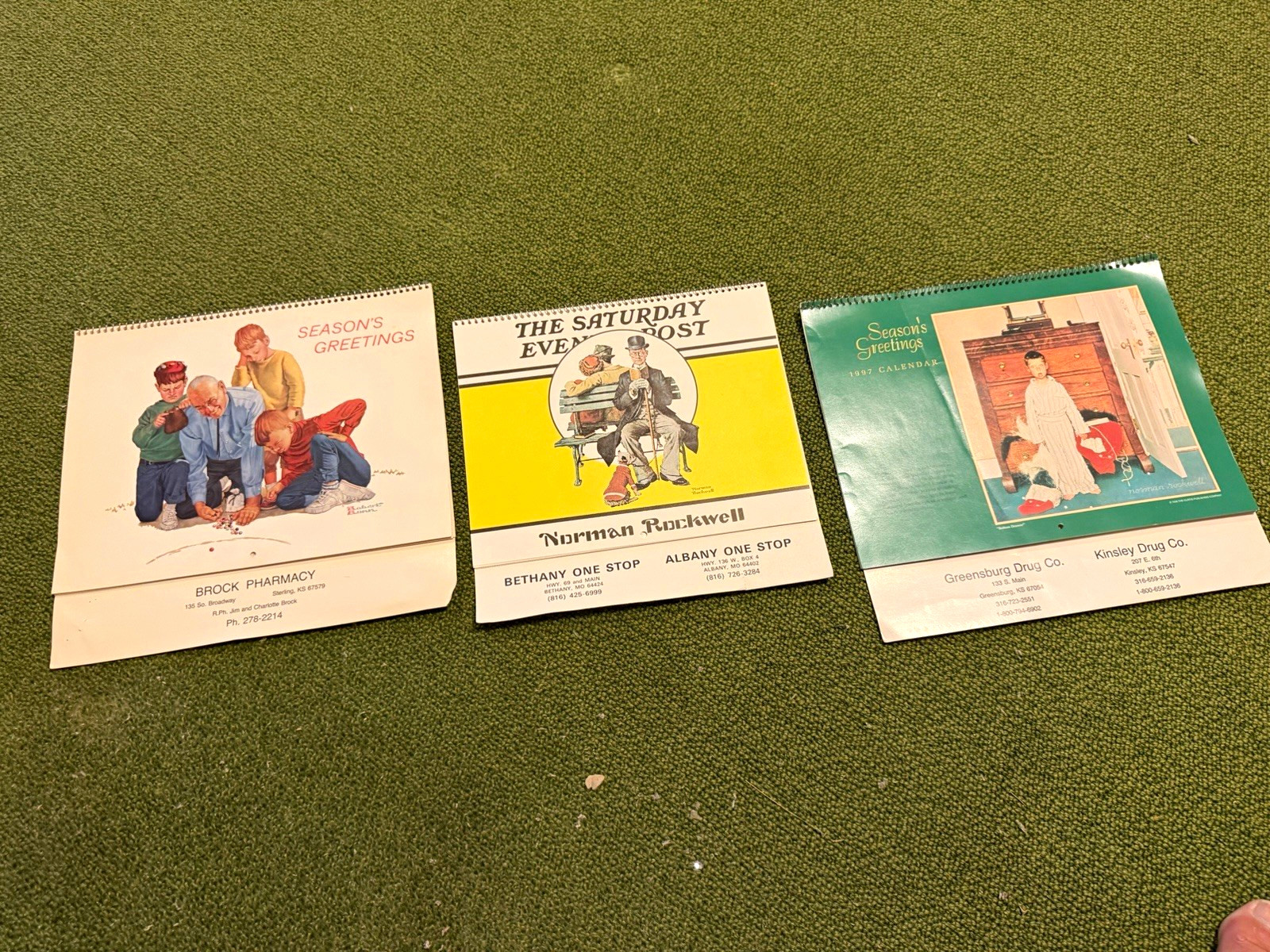Set Norman Rockwell Saturday Evening Post Drug Store Calendar 1988, 92, 97