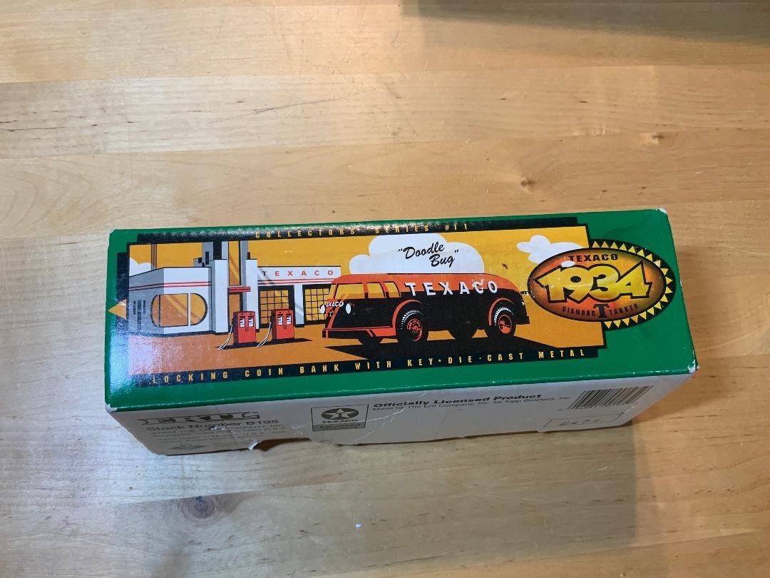 1934 texaco b195 diamond t tanker locking coin bank original box certificate