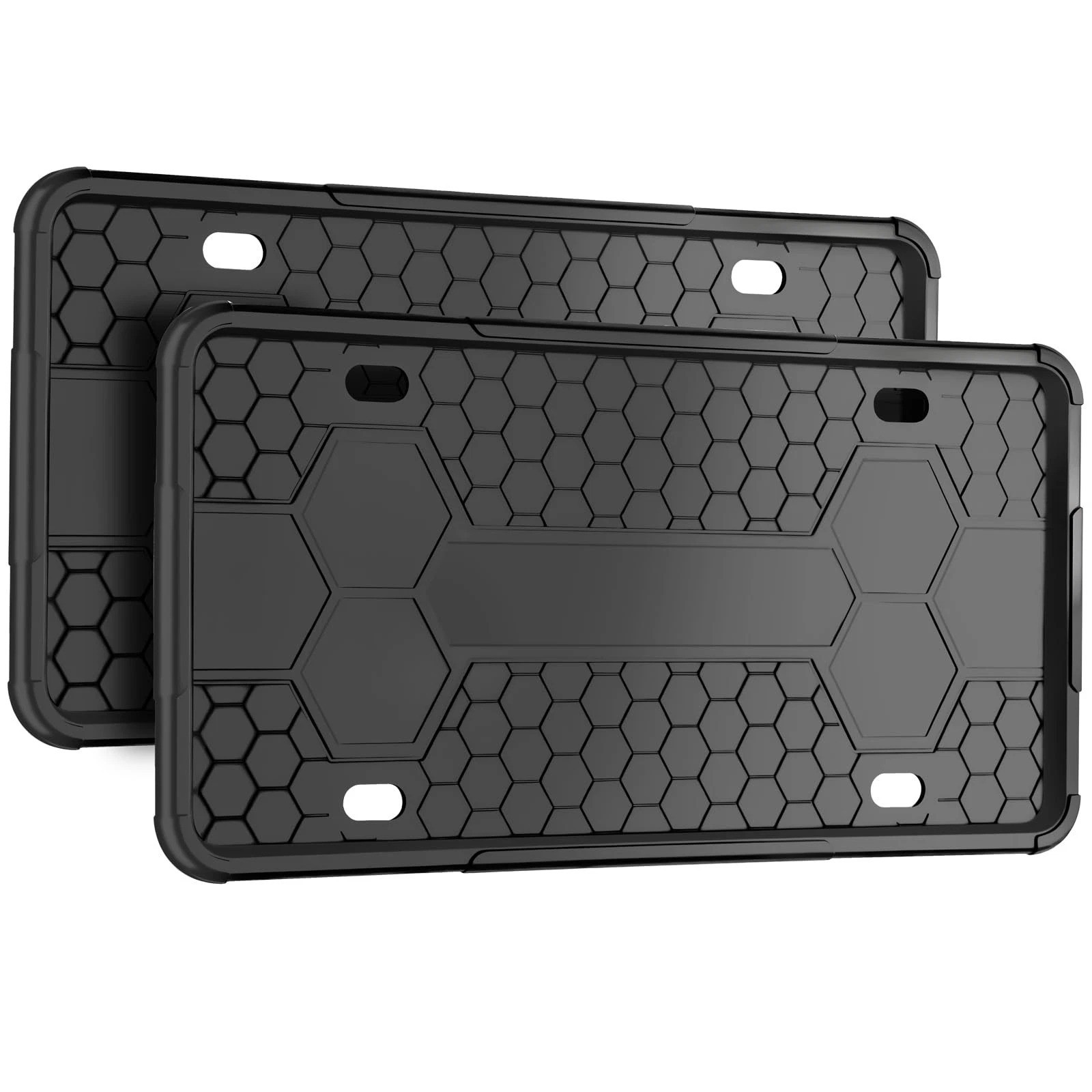 2Pack Premium Matte Black Silicone License Plate Frames, License Plate Holder