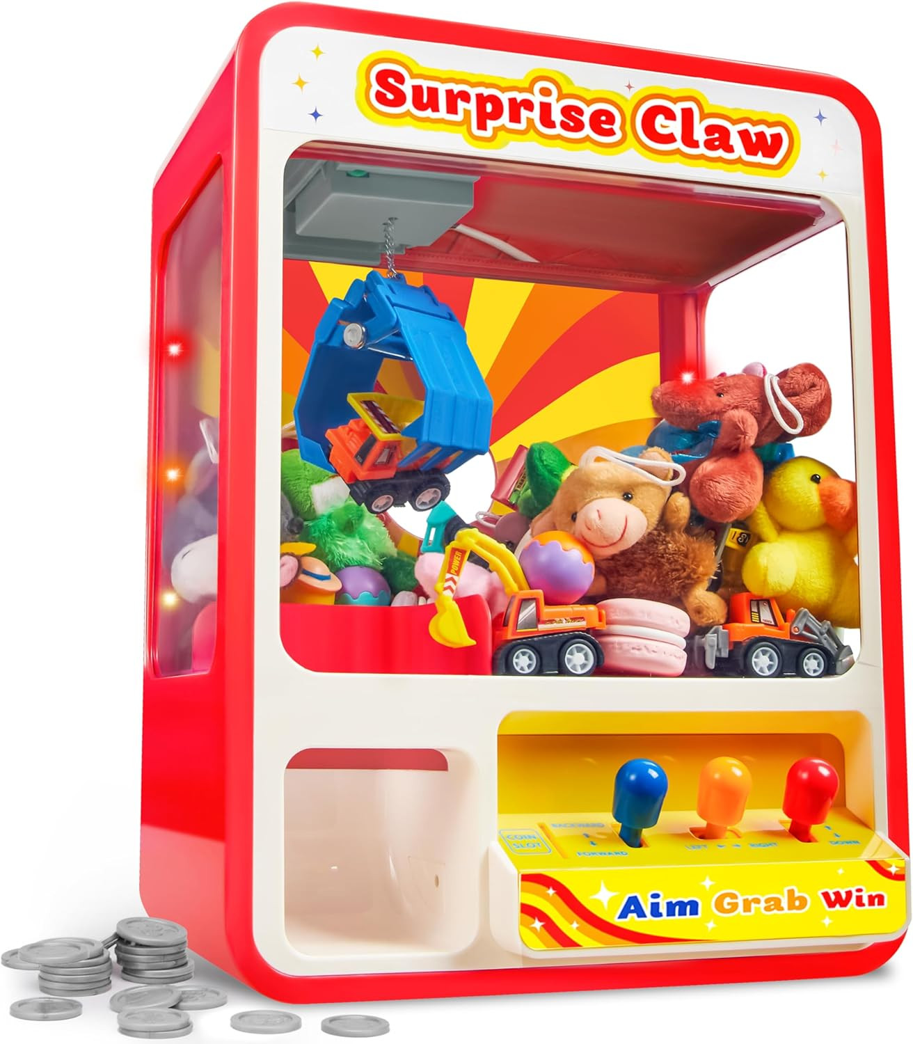 JOYIN Claw Machine Arcade Toy with LED Light & Adjustable Sound, Rechargable Dis JOYIN Claw Machine Arcade Toy with LED Light & Adjustable Sound, Rechargable Dis