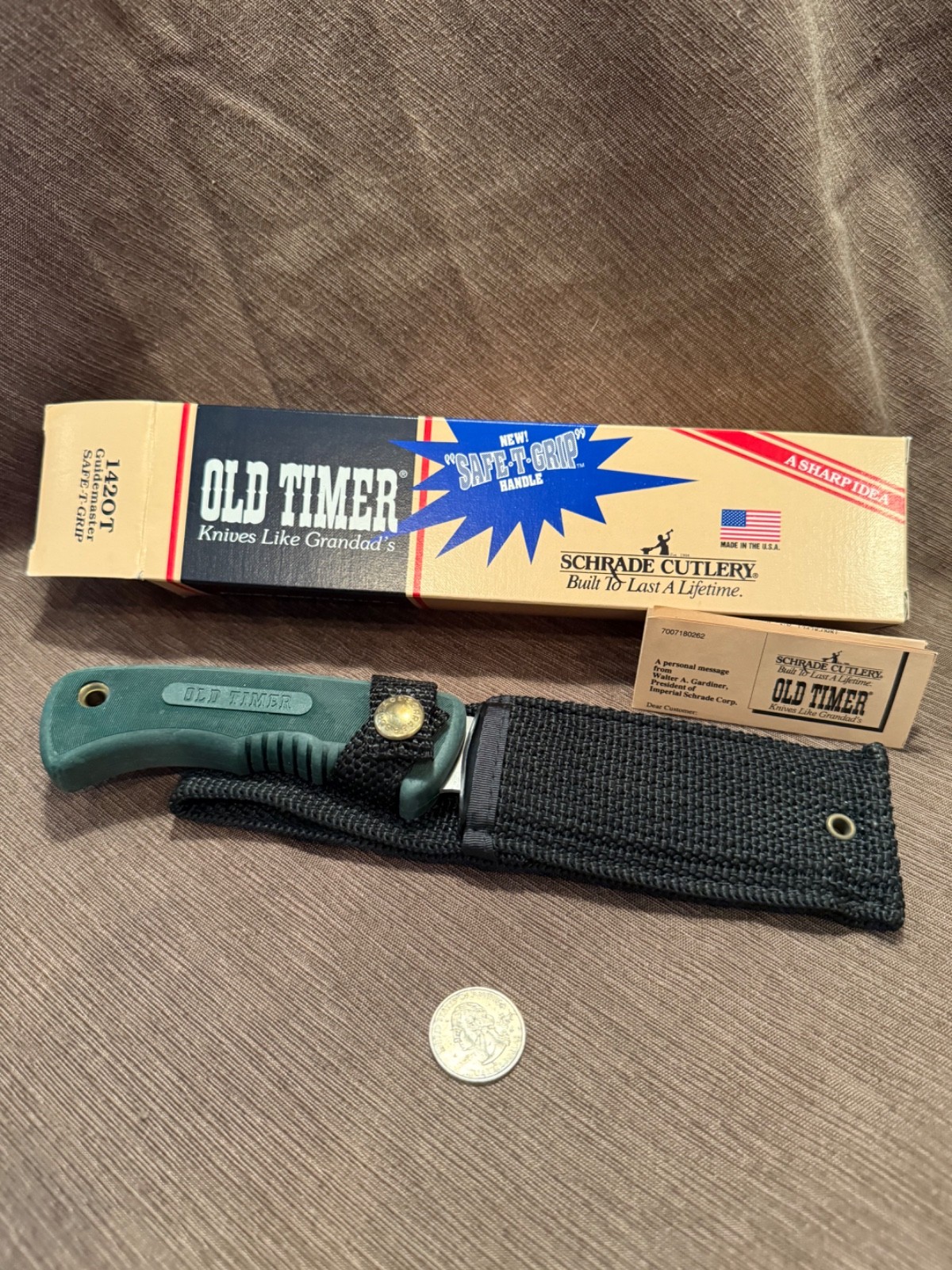 Schrade 142OT Guidemaster, Made in USA, brand new in box.