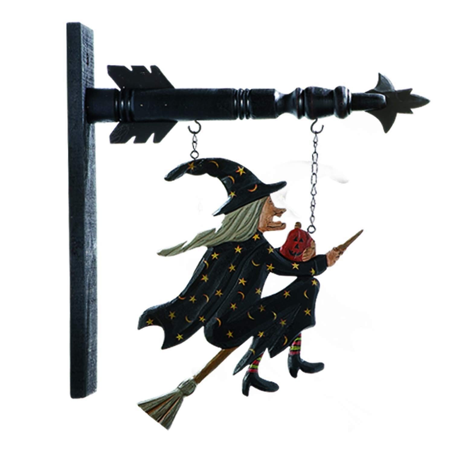 K&K Interiors Flying Witch on Broomstick Arrow Replacement, Black