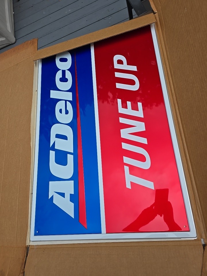 NOS Original Vintage AC Delco Tune -up Metal Sign - 36 X 24 Inches Stout Sign Co NOS Original Vintage AC Delco Tune -up Metal Sign - 36 X 24 Inches Stout Sign Co