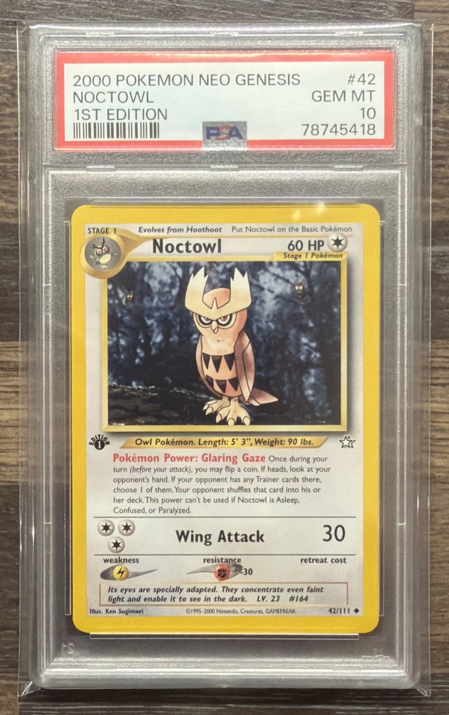 2000 POKEMON NEO GENESIS 1ST EDITION #42 NOCTOWL PSA 10