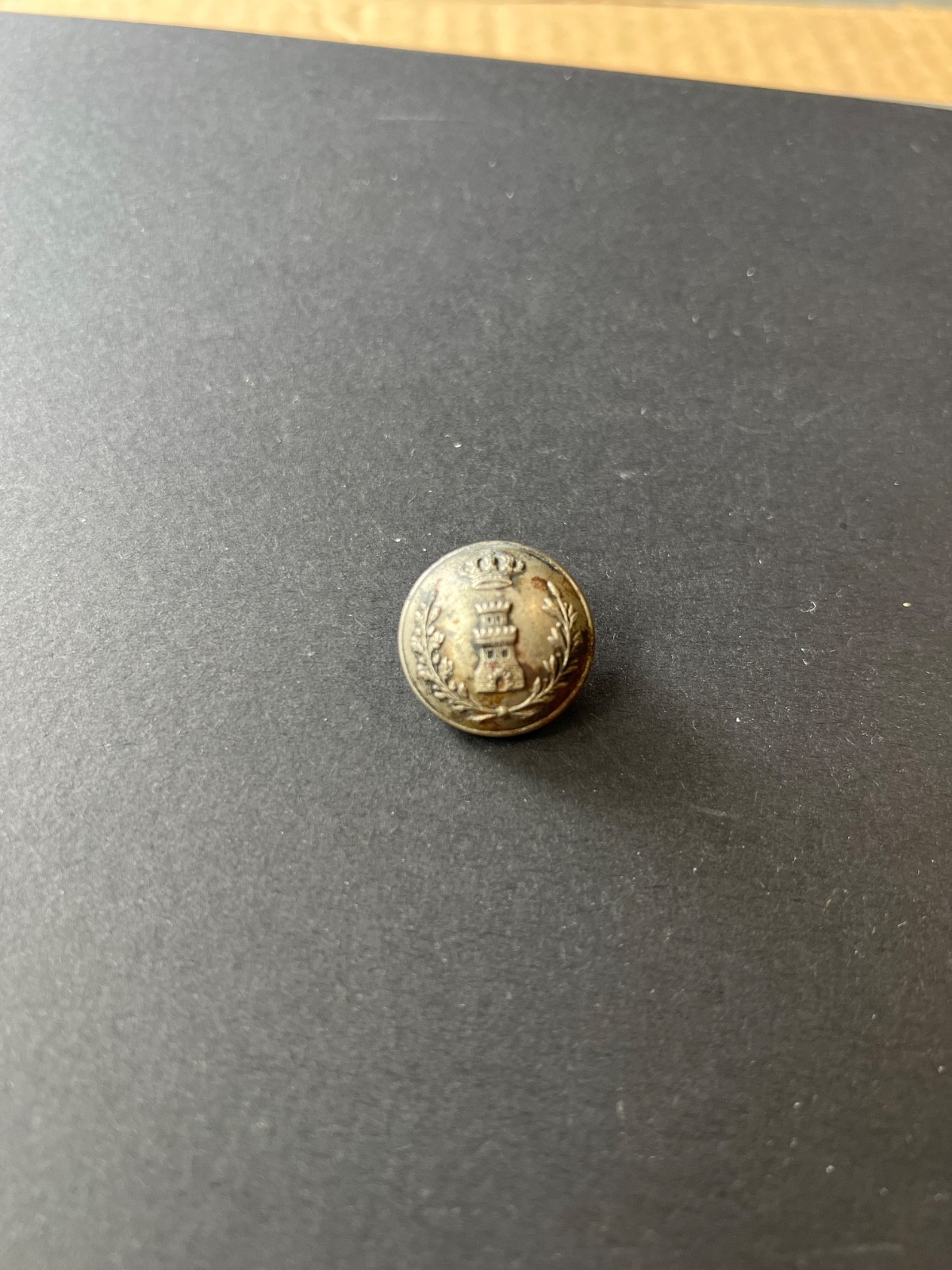 Antique British Military Button Crowned Castle Tower Meyer Mortimer WW1 WW2