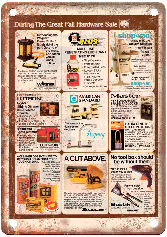 Vintage 1984 American Airlines Hardware Stores Ad Retro Look Metal Sign Z374