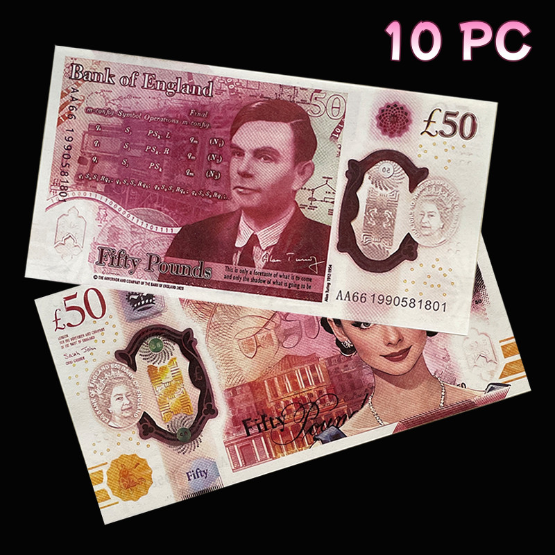 ENGLAND, 5pcs X 50 Fantasy Notes, Audrey Hepburn, Alan Turing, 