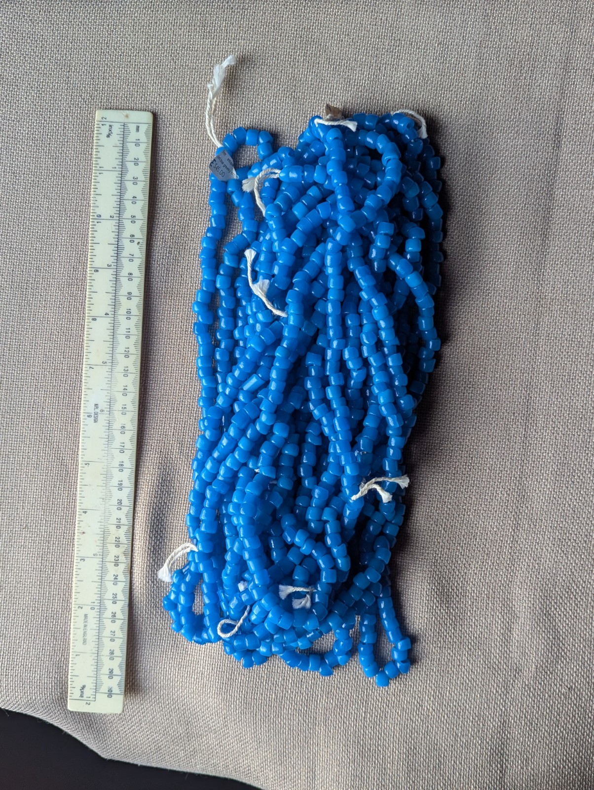 Greasy Opal Blue Glass Crow Beads Strand African Indian Trade Murano Venetian