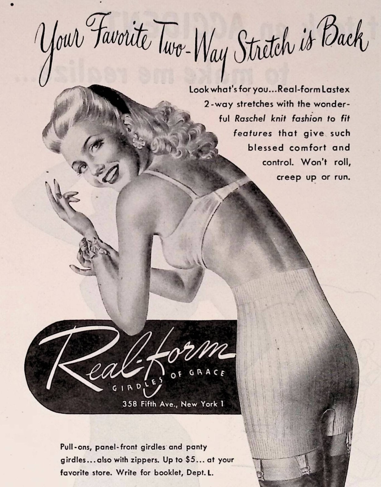 1946 Real-form Girdles of Grace Lingerie Print Ad Ladies Home Journal Feb