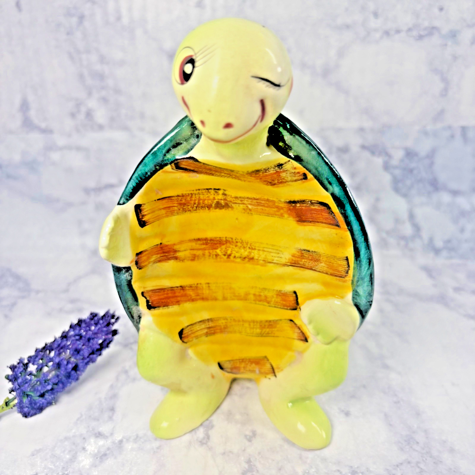 Enesco Swifty the Turtle Ceramic Coin Savings Bank 1950s Vintage, Made in Japan