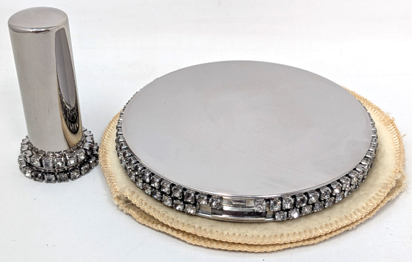Rare Vintage HC Hattie Carnegie Rhinestone Powder Compact & Lipstick Case Set