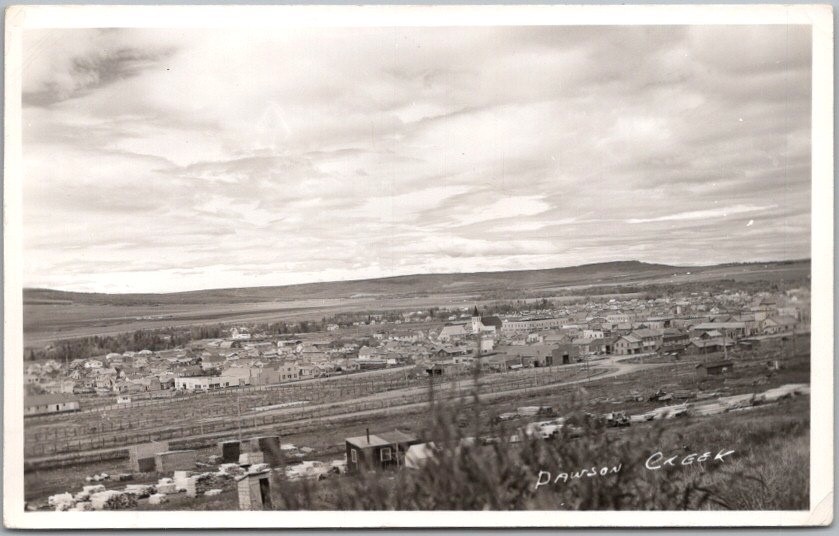 Vintage 1930s DAWSON CREEK, B.C. Canada Photo RPPC Postcard Panorama Town View