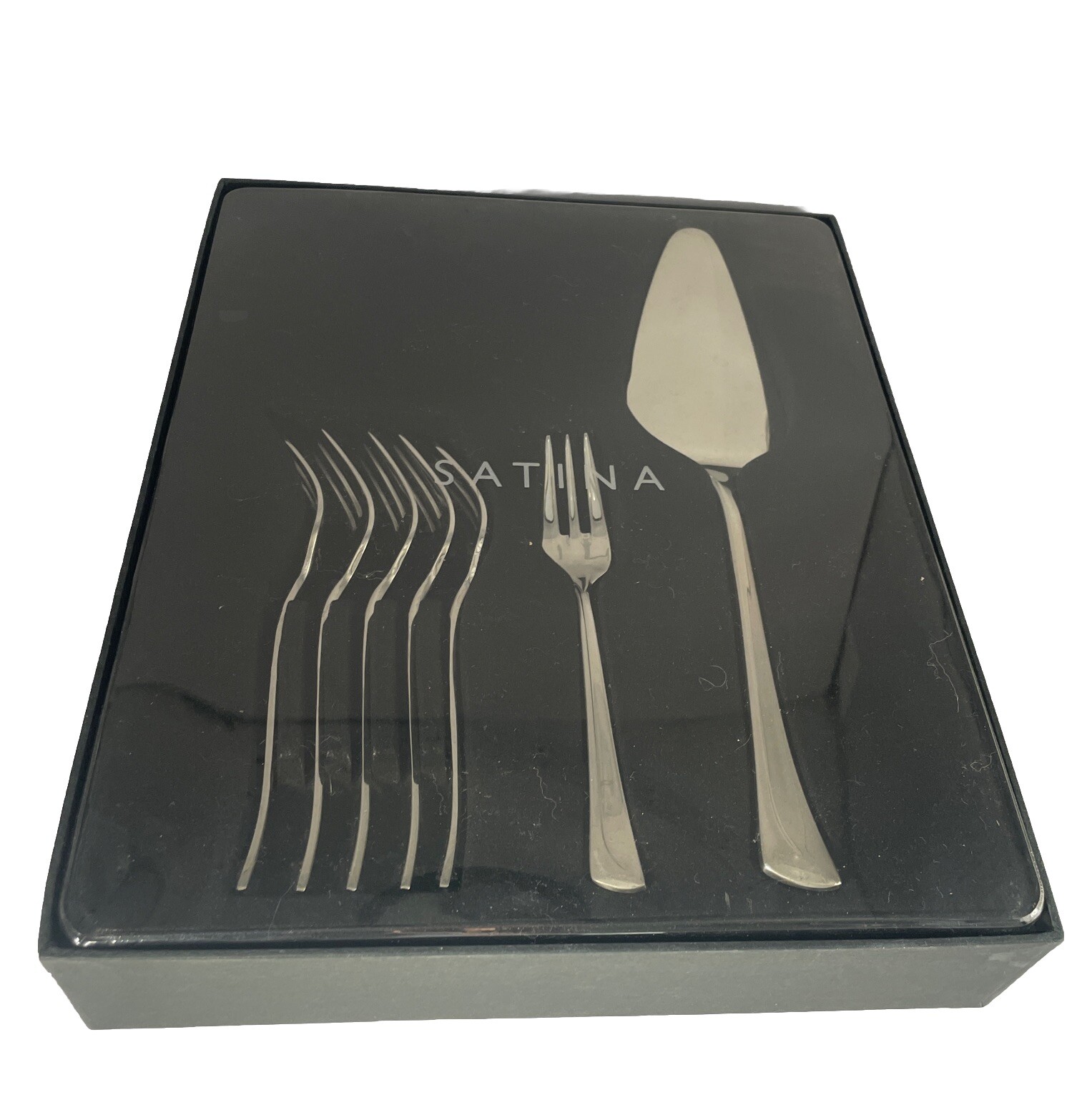 Satina Steel Forks and Cake Server Dessert Set with Chrome and Nickel Satina Steel Forks and Cake Server Dessert Set with Chrome and Nickel