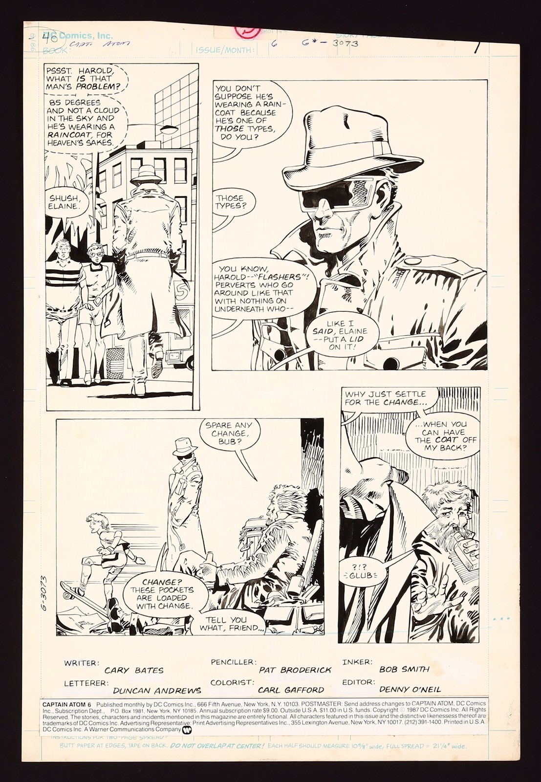Original Art from Captain Atom #6 (1987) Page 1 Broderick/Smith