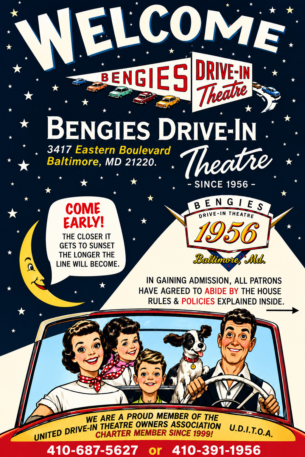 Baltimore Maryland Drive-in Movie Theater Ad on Fridge Magnet