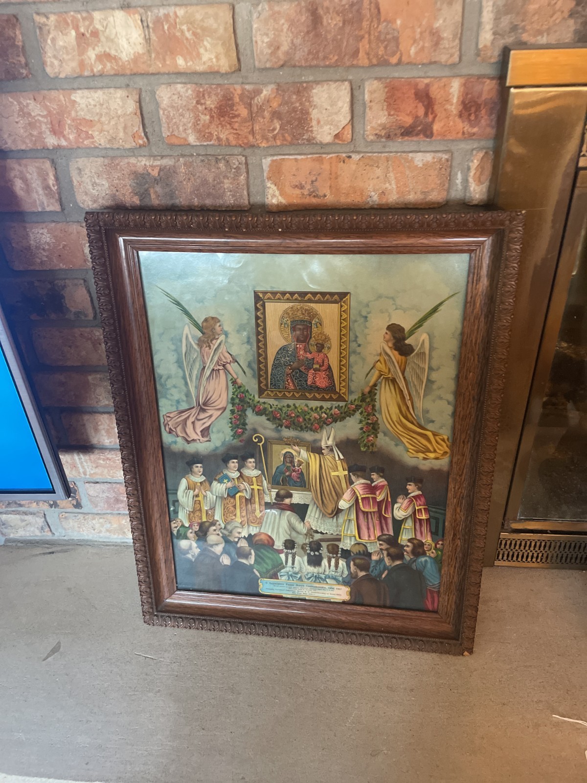 Framed Print depicting Black Madonna of Czestochowa Icon of Virgin Mary & Jesus