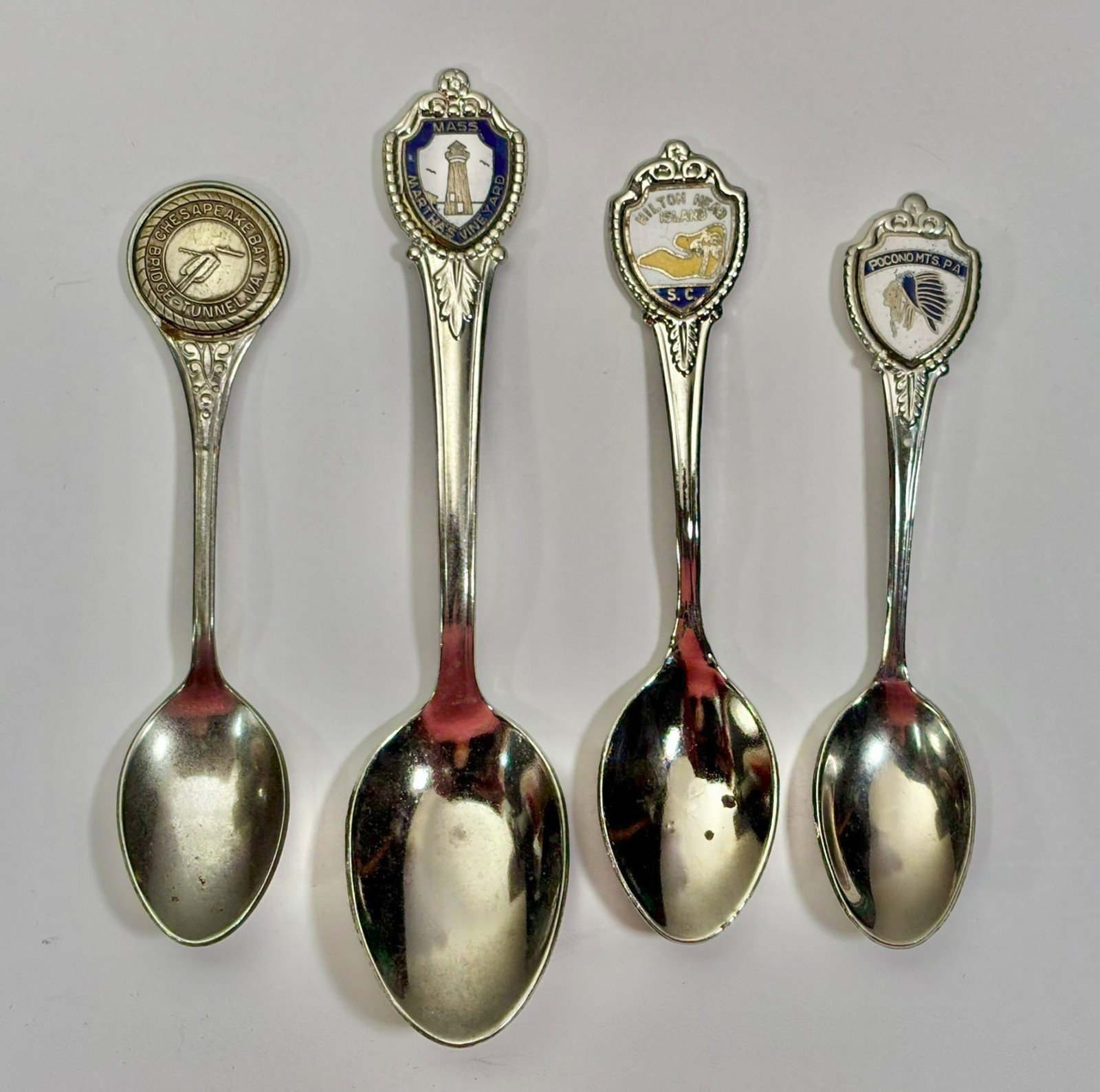 Vintage Souvenir Spoons Lot 4 East Coast Vacation Martha\'s Vineyard Hilton Head