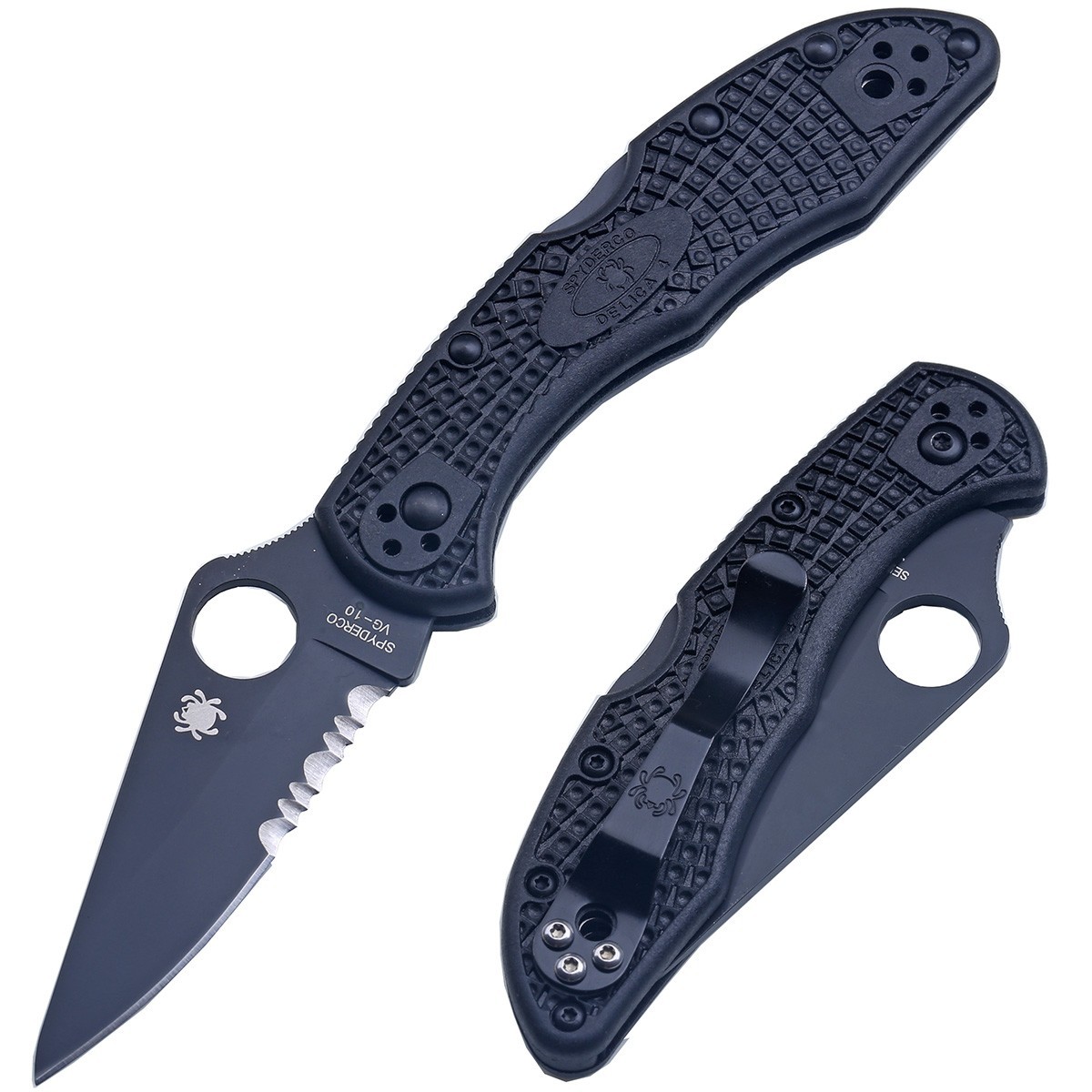 Nylon Fiber Glass Handle Pocket Folding Knife Lock Back Half Serrated Blade