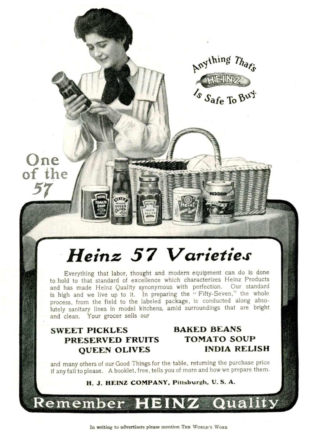 1905 Original Heinz 57 Varieties Ad. Preserved Cherries In Crock, Cans, Bottles 1905 Original Heinz 57 Varieties Ad. Preserved Cherries In Crock, Cans, Bottles