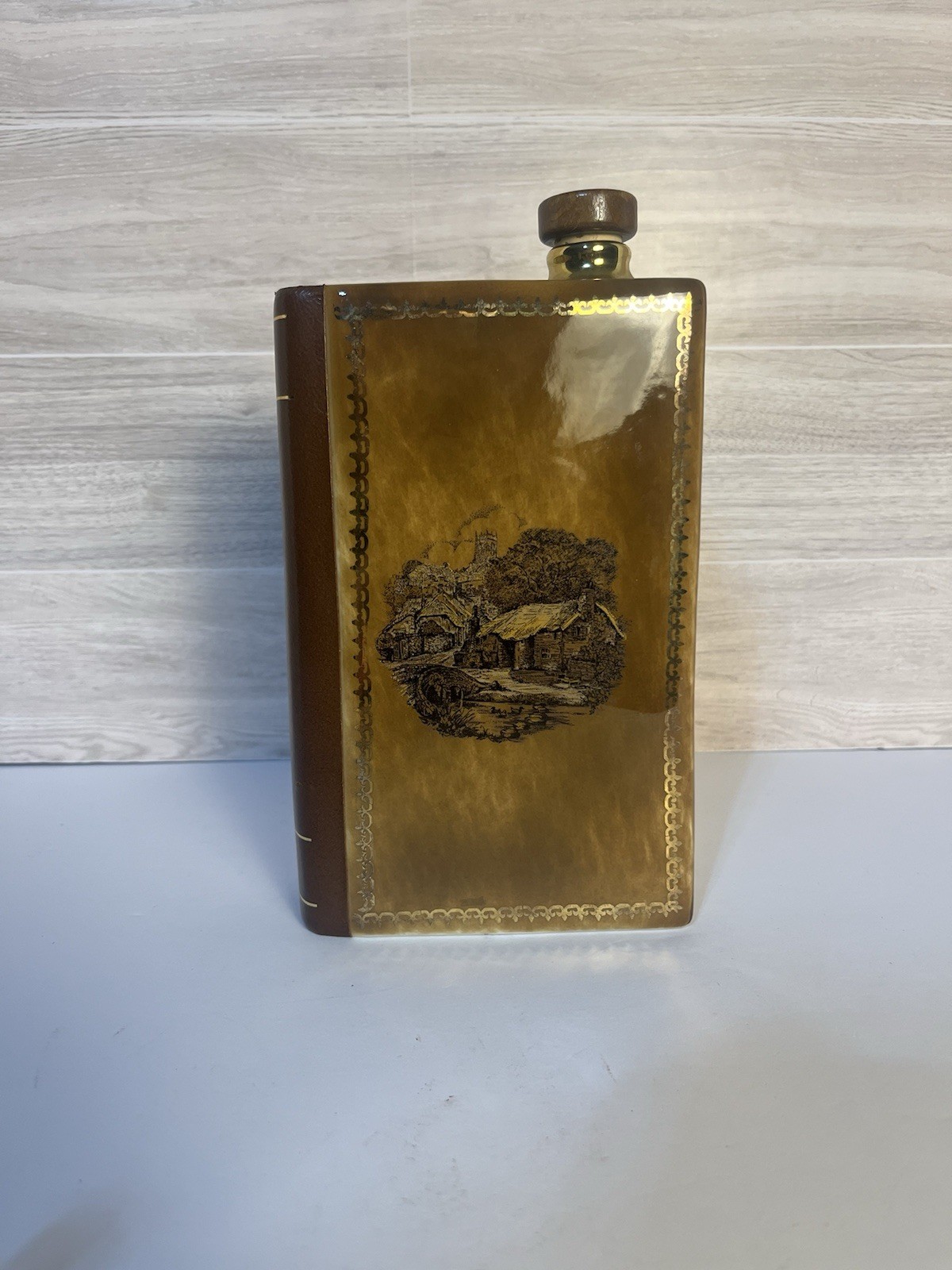 RARE Vintage West German Ceramic Book Decanter Flask Einkehr Cork Top