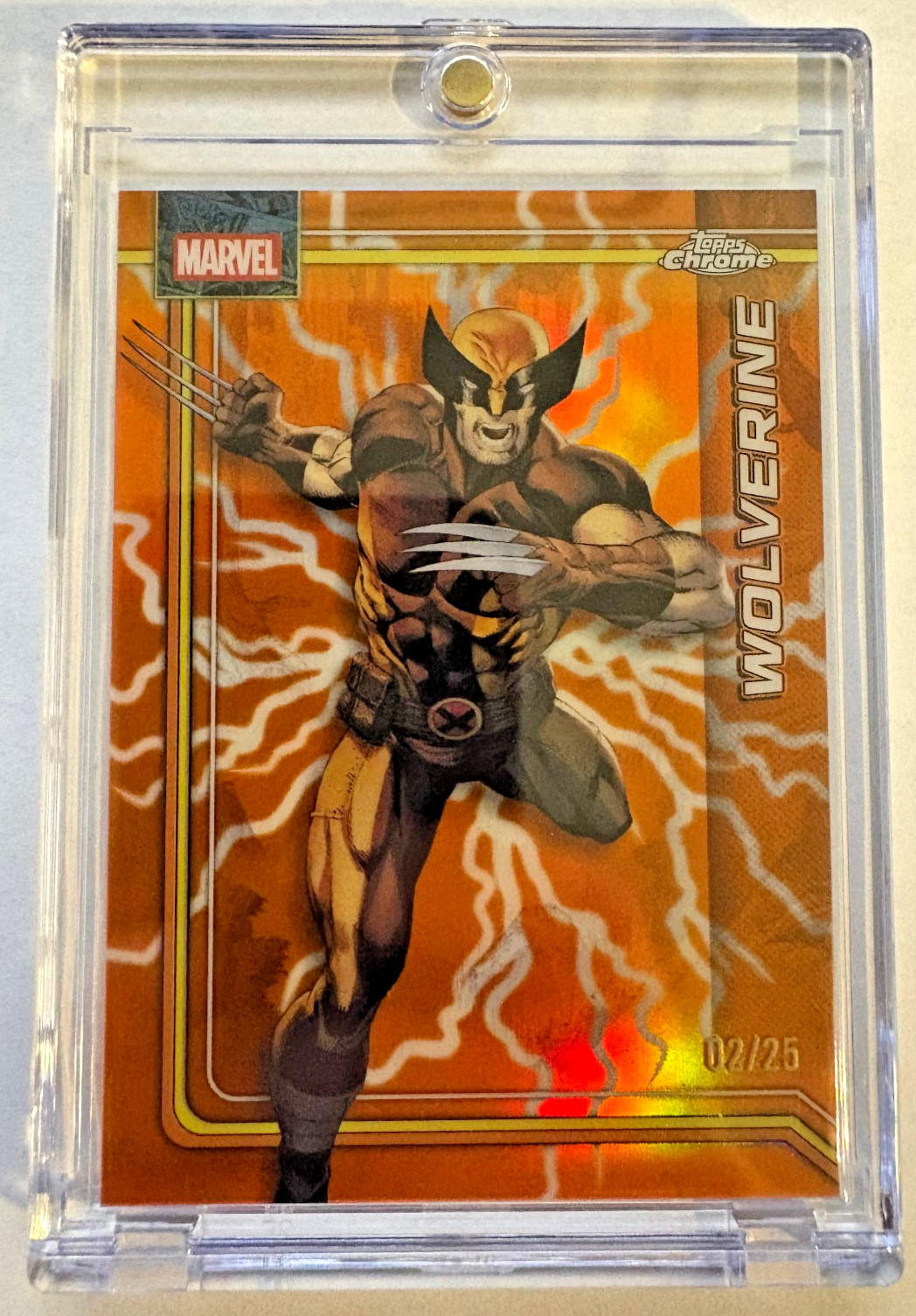 Wolverine 2026 Topps Chrome Marvel #199 Orange Storm\'s Lightning Refractor /25