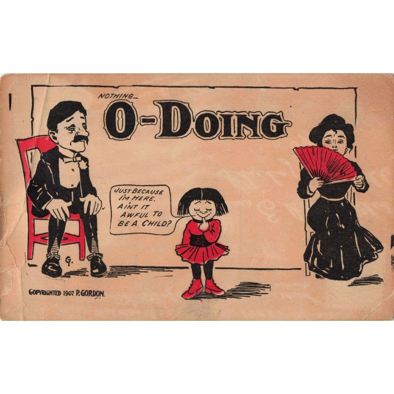 Vtg 1907 Comic Postcard Nothing O-Doing P Gordon Popular Comics 3700