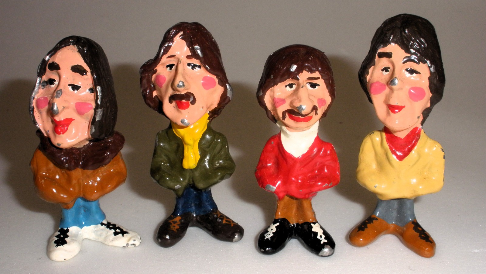Vintage Rare The Beatles  x4 Painted Solid Lead  Figures  Collectable Band Set