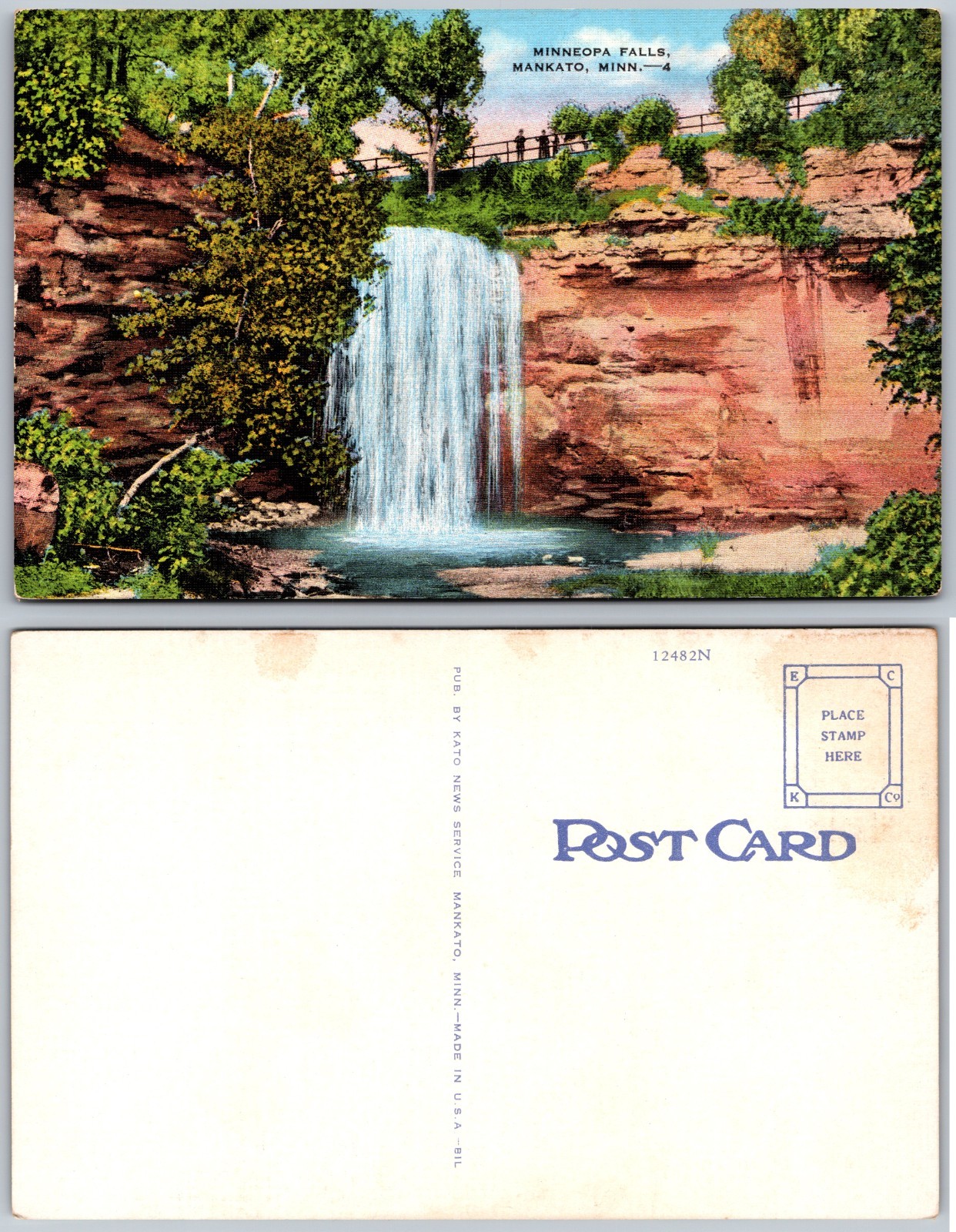 Minneopa Falls Mankato Minn Postcard