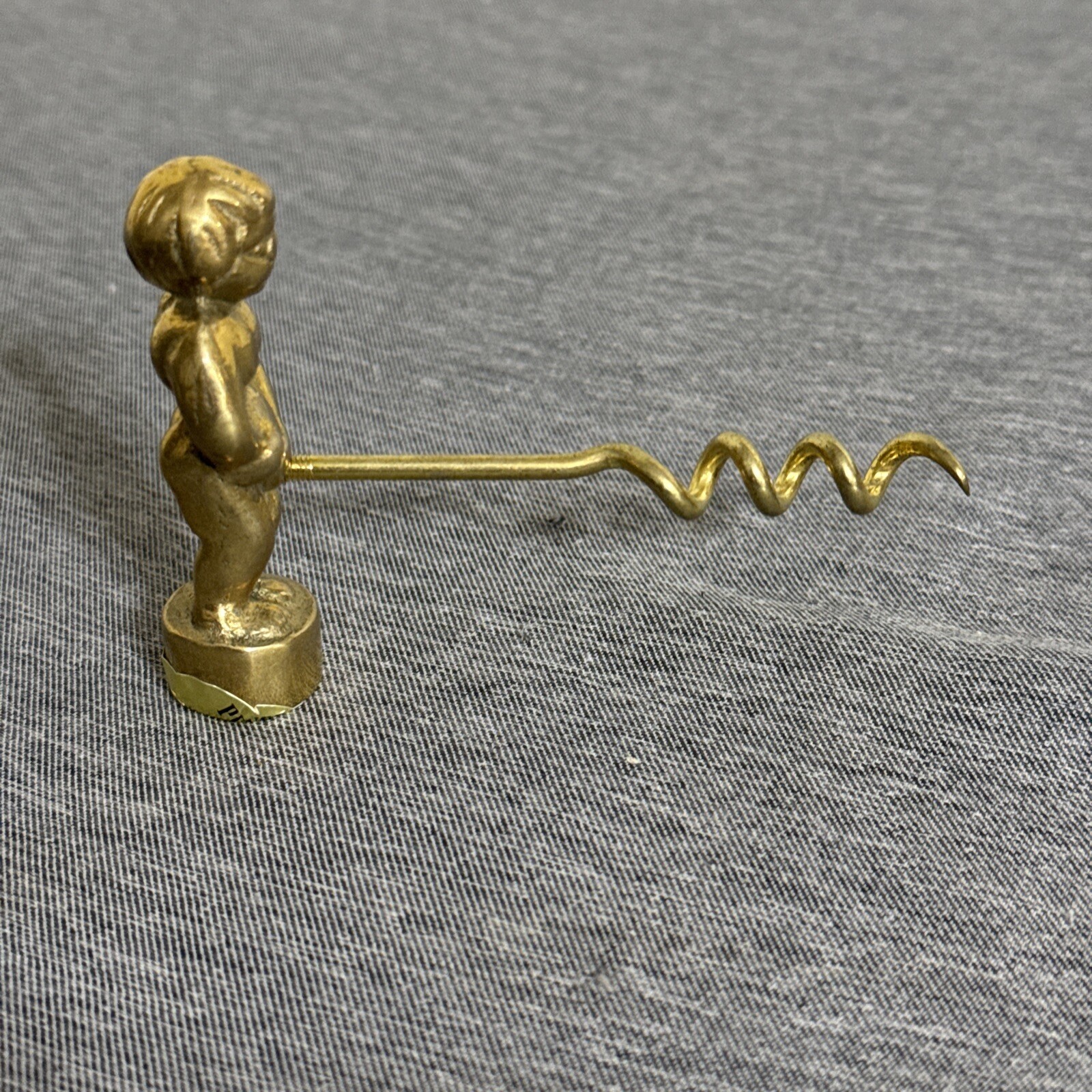 Vtg PENCO Brass Nude Naughty Boy Figure Corkscrew Wine Opener Risque Bar Tools