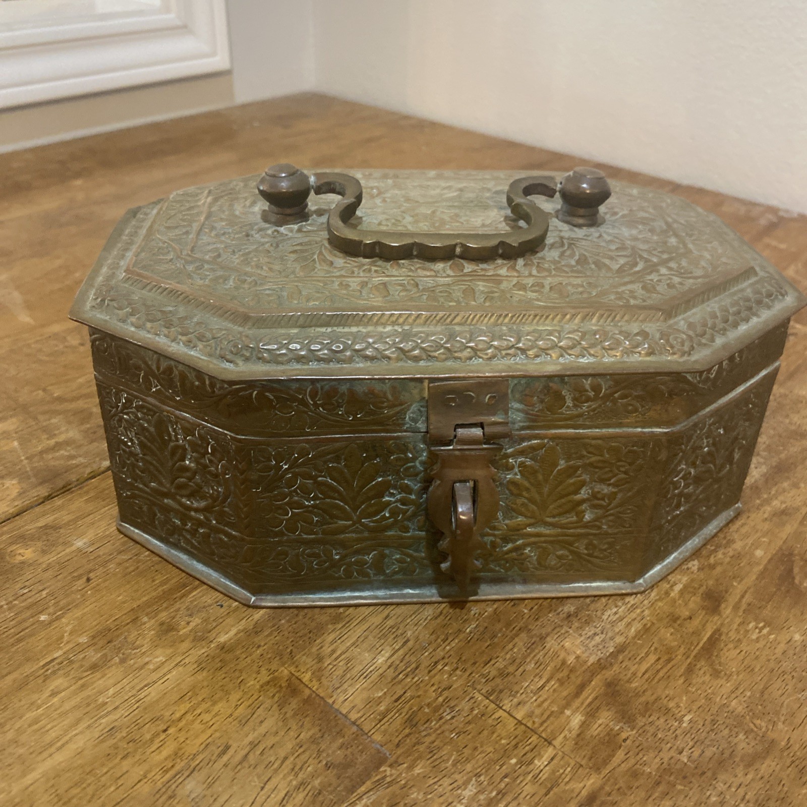 Vintage Jewelry Box Solid Brass Made In India Trinket Box