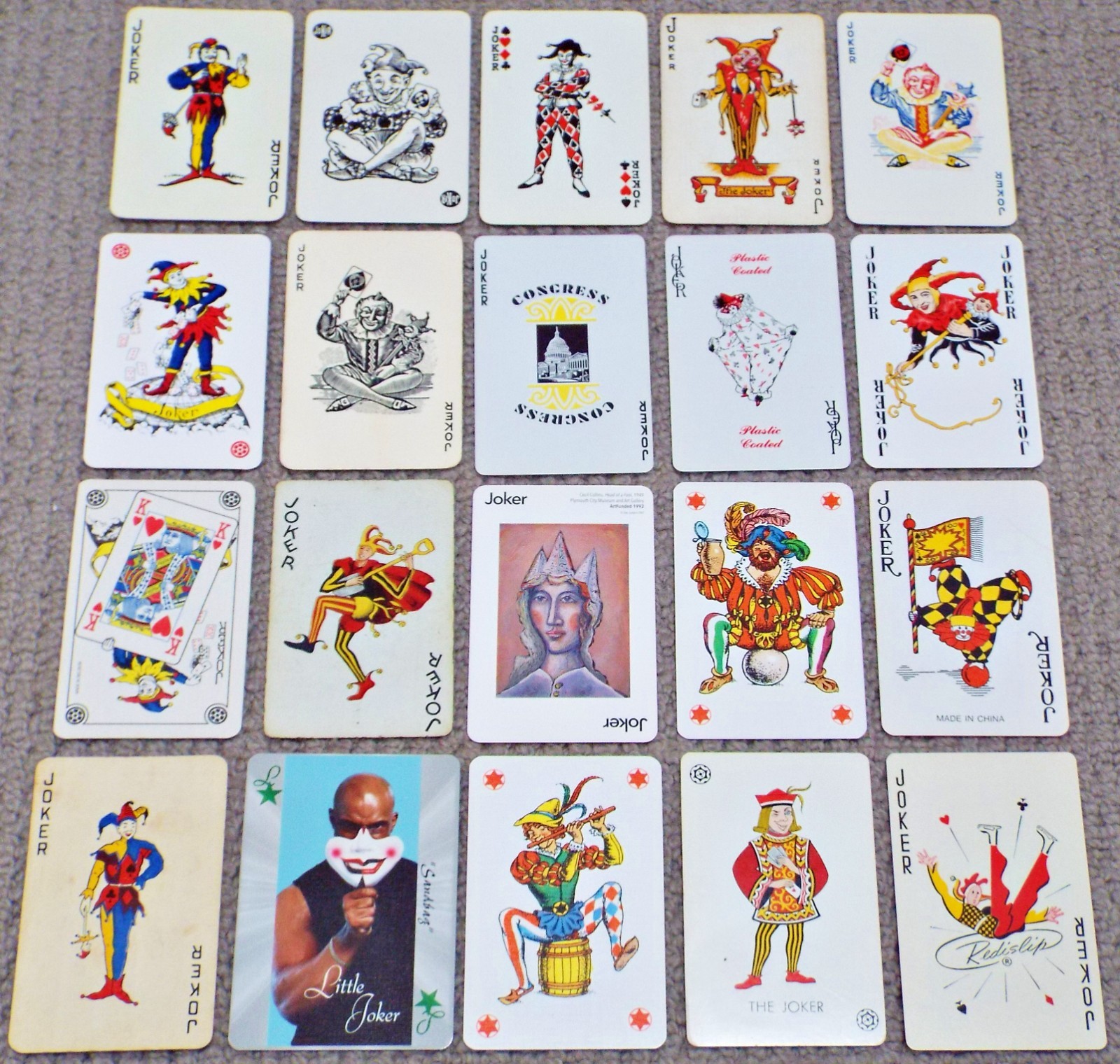 20 x Vintage Joker Single Playing Cards All Different Jokers Swap Singles (s)