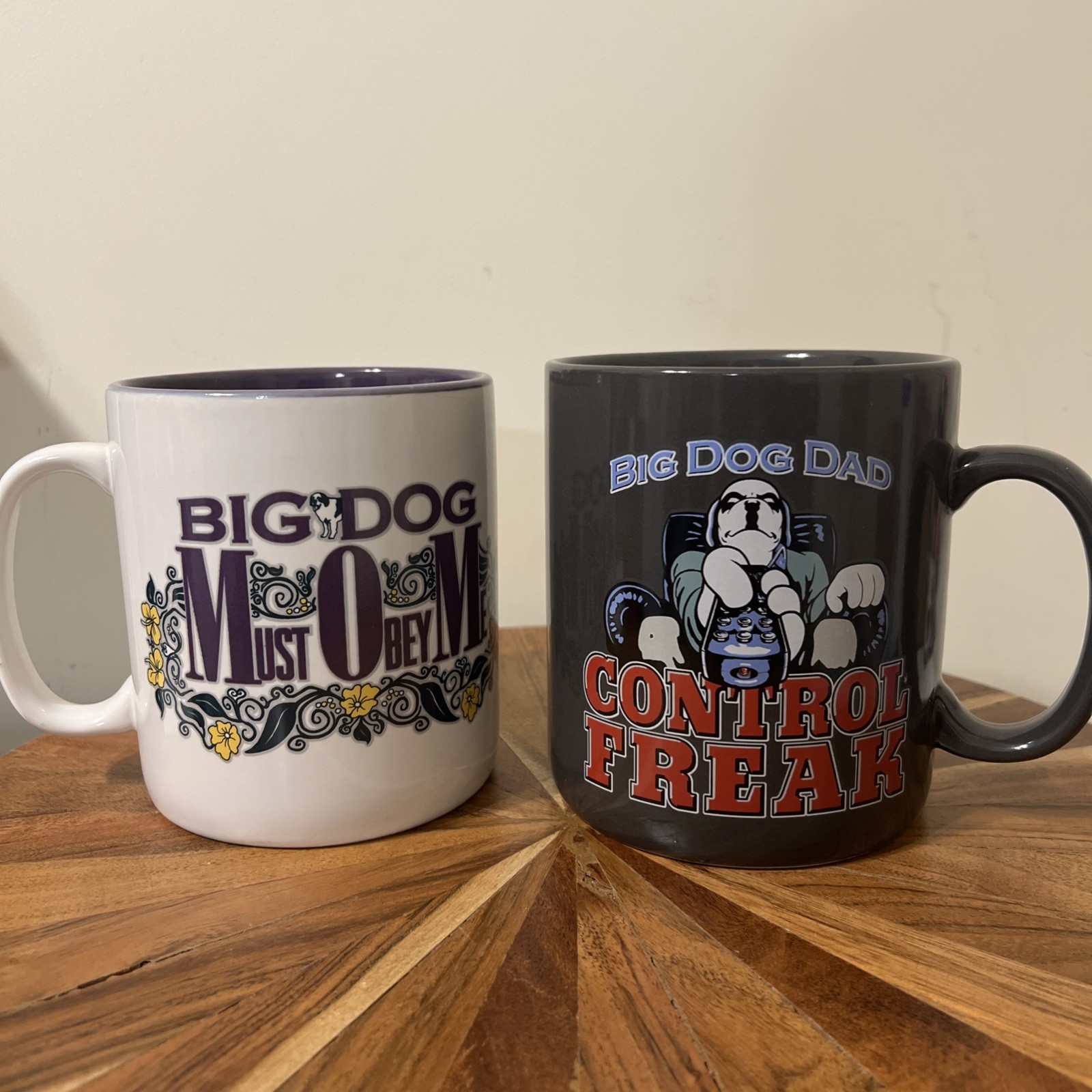 Vintage 2002/2004 Big Dog Mom Mug Must Obey Me / Big Dog Dad Control Freak New Vintage 2002/2004 Big Dog Mom Mug Must Obey Me / Big Dog Dad Control Freak New