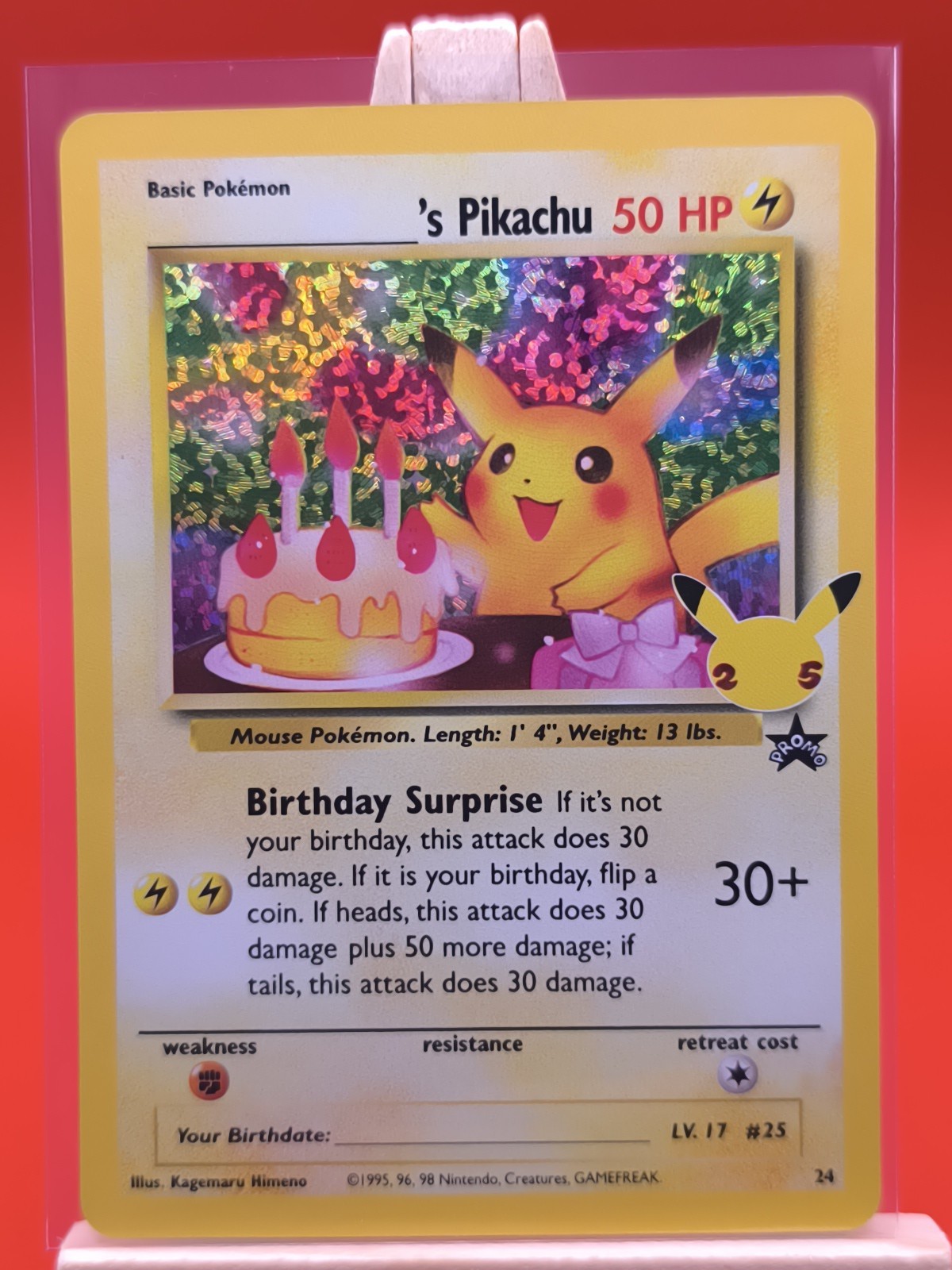 Birthday Pikachu 24 Celebrations Textured Ultra Rare Holo Pokemon Card