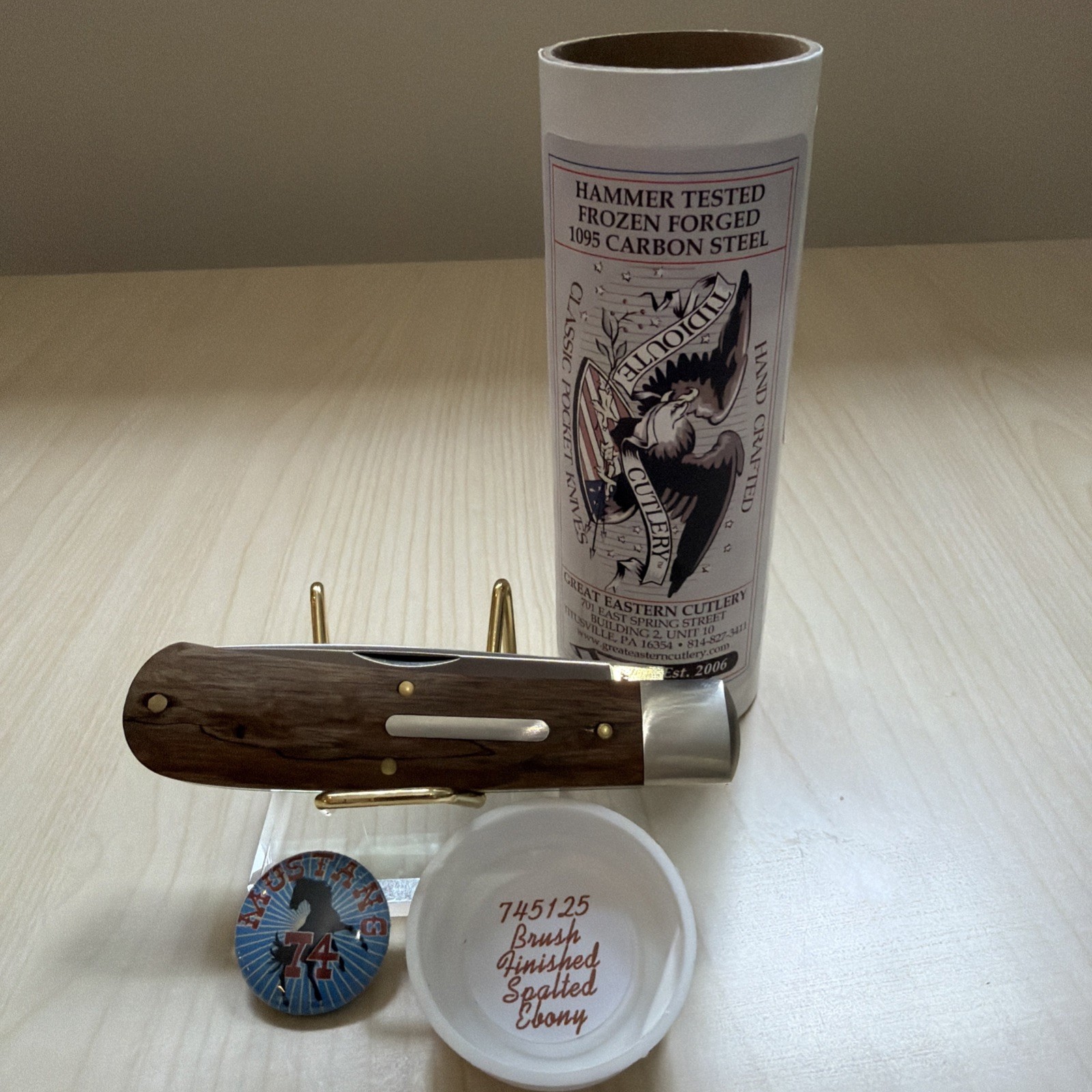 NEW GEC Great Eastern Cutlery #745125 Brush Finished Spalted Ebony Mustang NEW GEC Great Eastern Cutlery #745125 Brush Finished Spalted Ebony Mustang