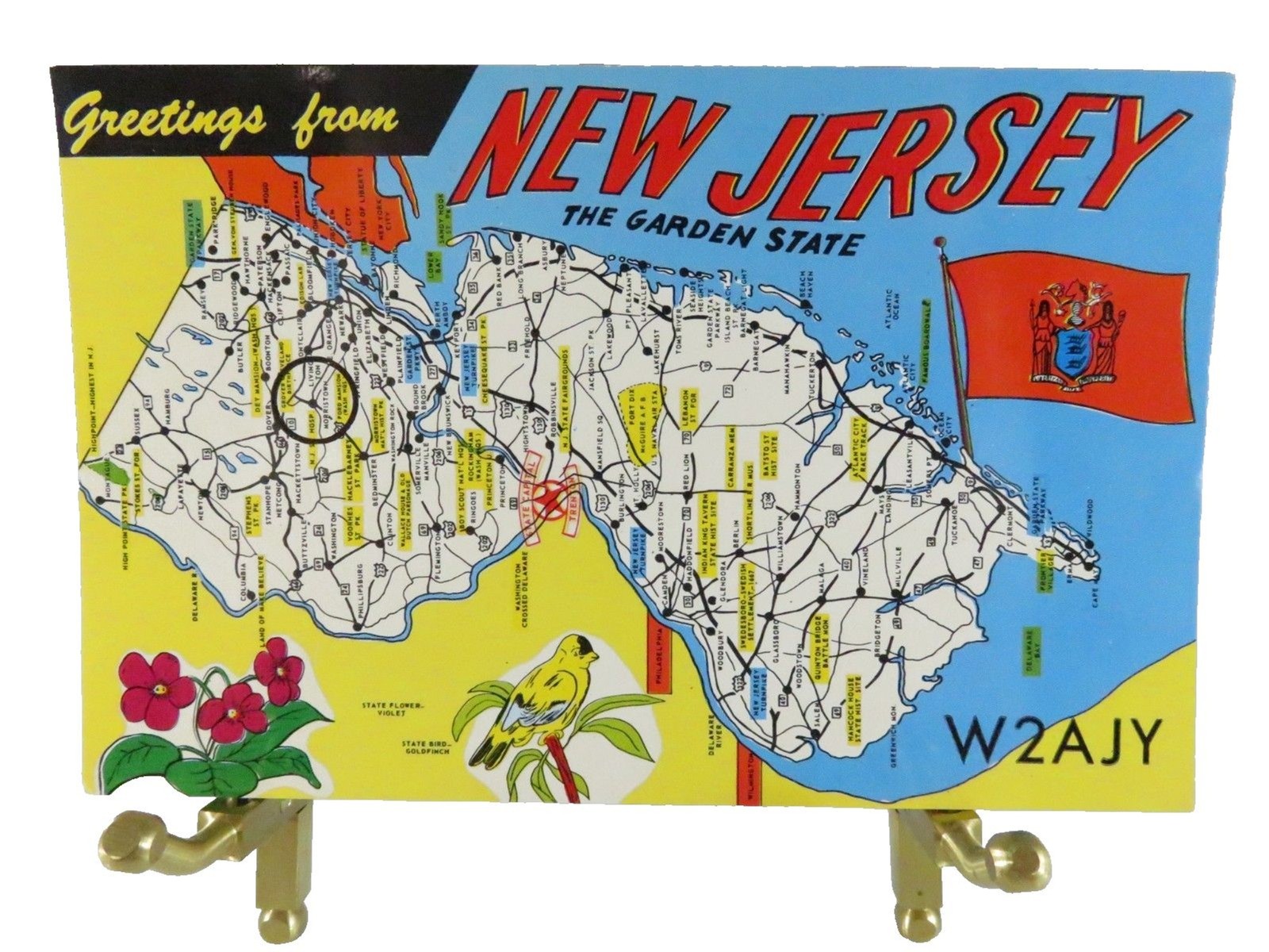 Vintage New Jersey Greetings Map QSL Postcard – Amateur Radio Card