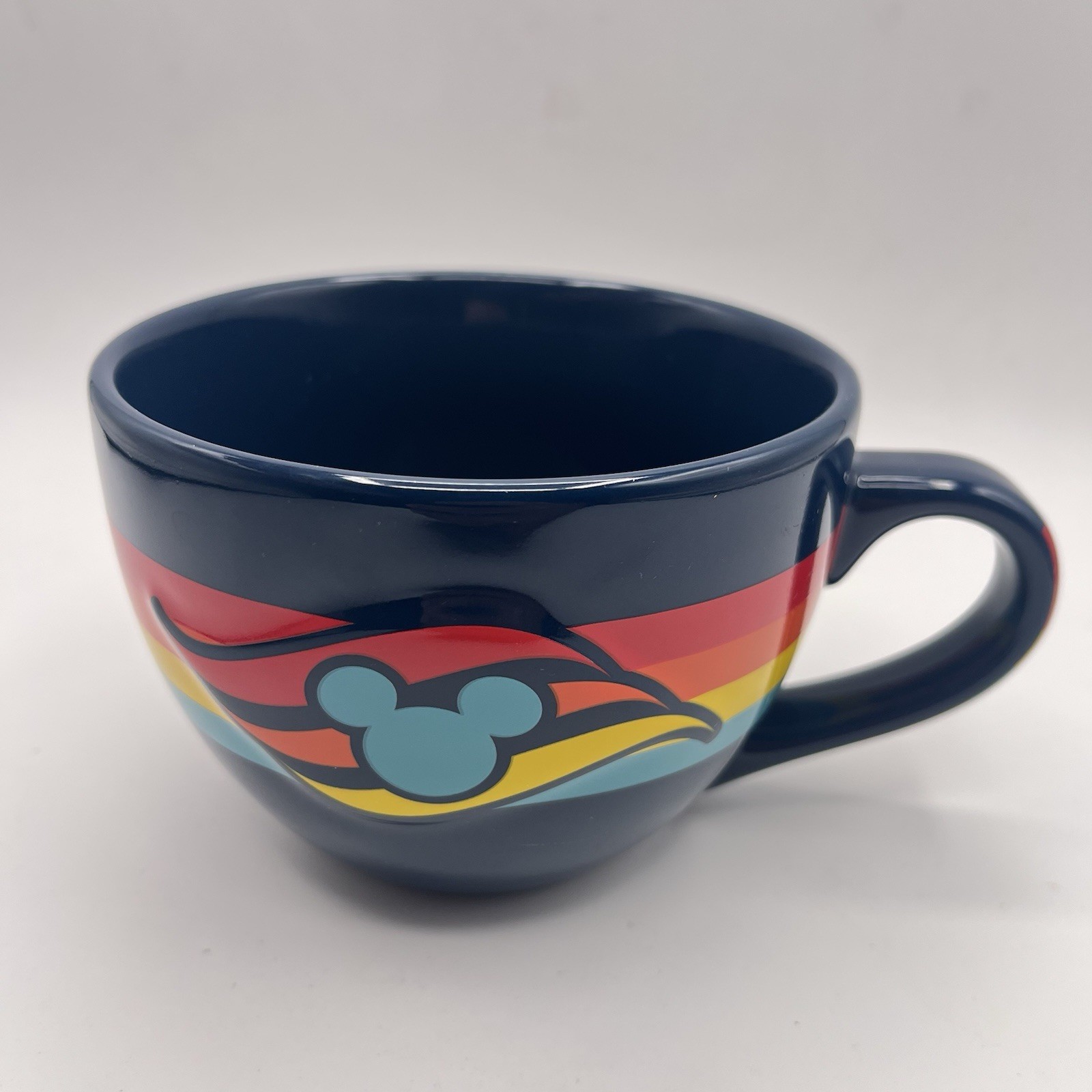 Disney Cruise Line DCL Mickey Mouse Raised Rainbow Stripe Coffee Mug Cup 18oz