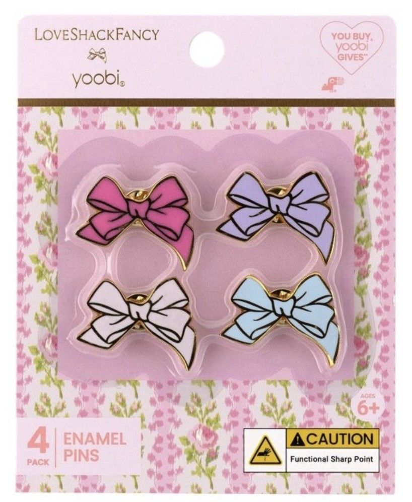 New LoveShackFancy x Target - Yoobi 4pk Enamel Pins Bows