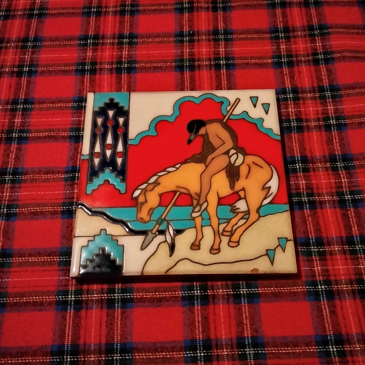 Indigenous American Art Handmade Ceramic Tile