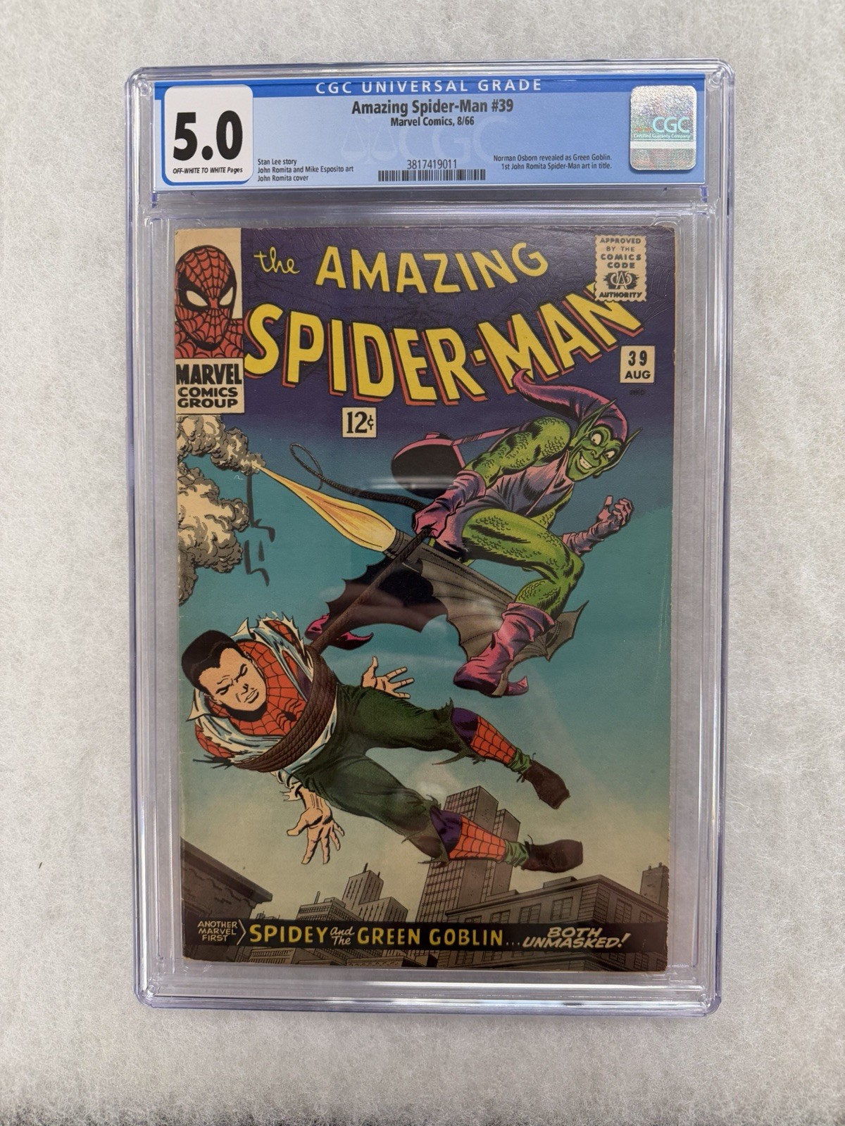 Amazing Spider-Man #39 CGC 5.0 Marvel 1966 1st Romita Spider-Man Art in Title