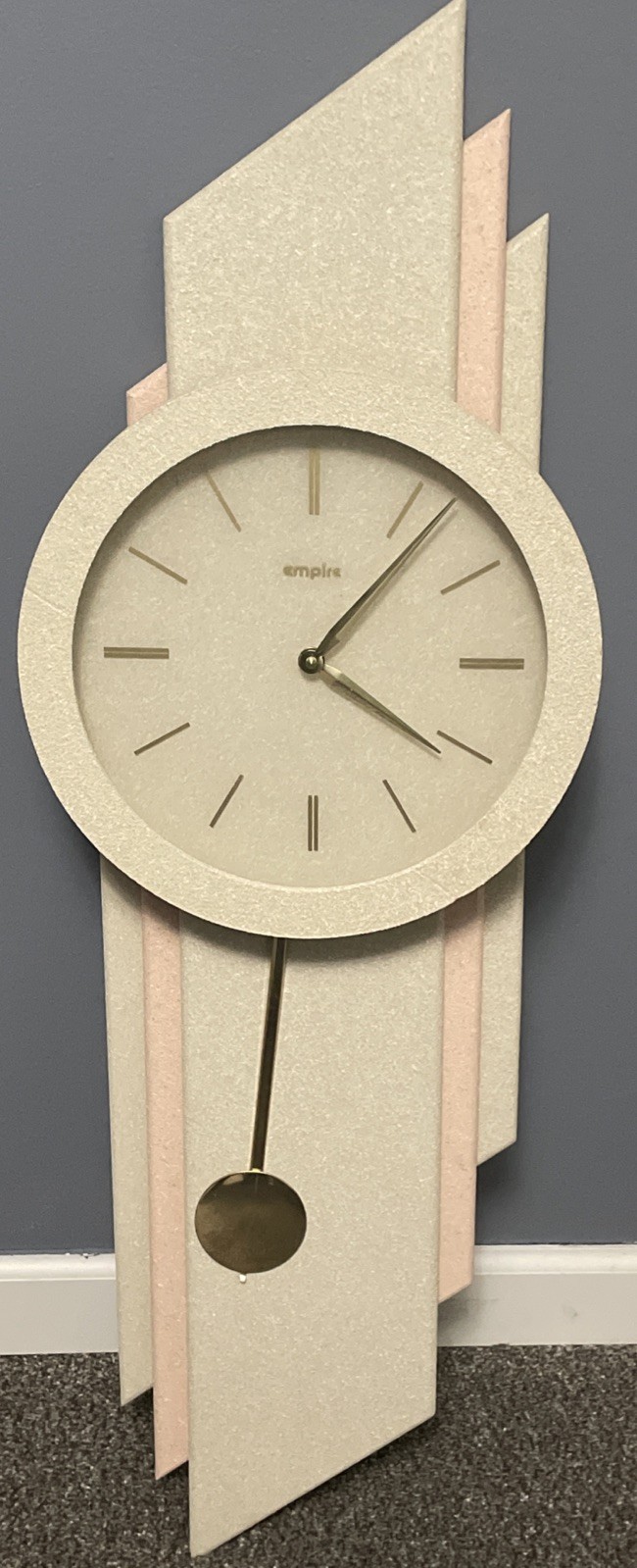 Vintage 1980’s Empire Post Modern Deco Geometric Wall Clock- Works Well
