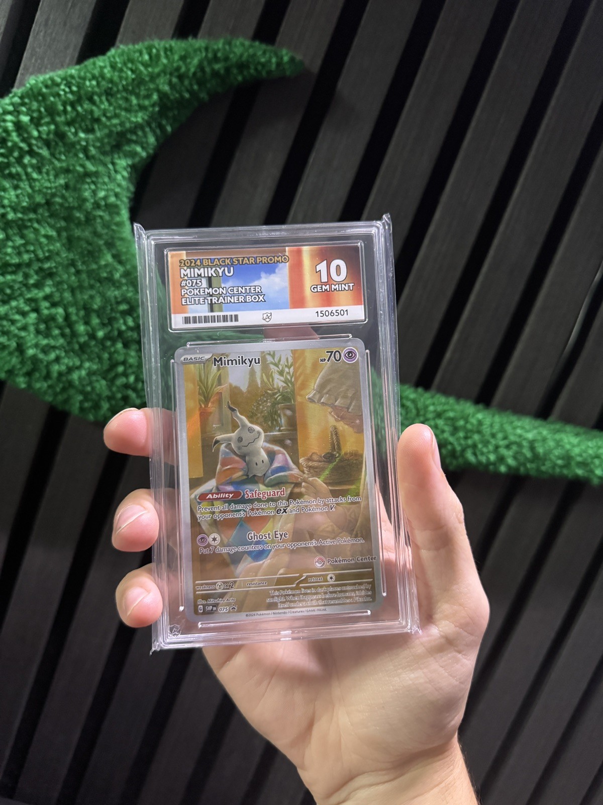 Mimikyu Paldean Fates Pokemon Center Stamp Exclusive ETB SVP 075 - ACE 10 